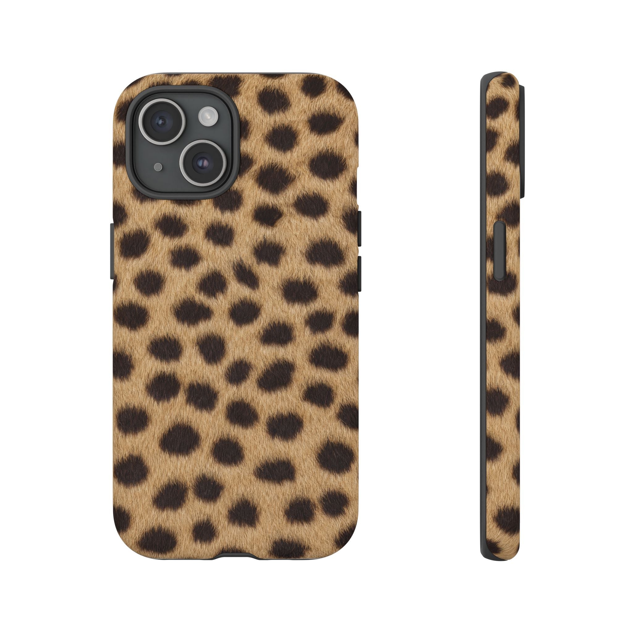 Cheetah Print Phone Case - Real Spot Tough Case for iPhone and Samsung, Bold Tan Animal Print