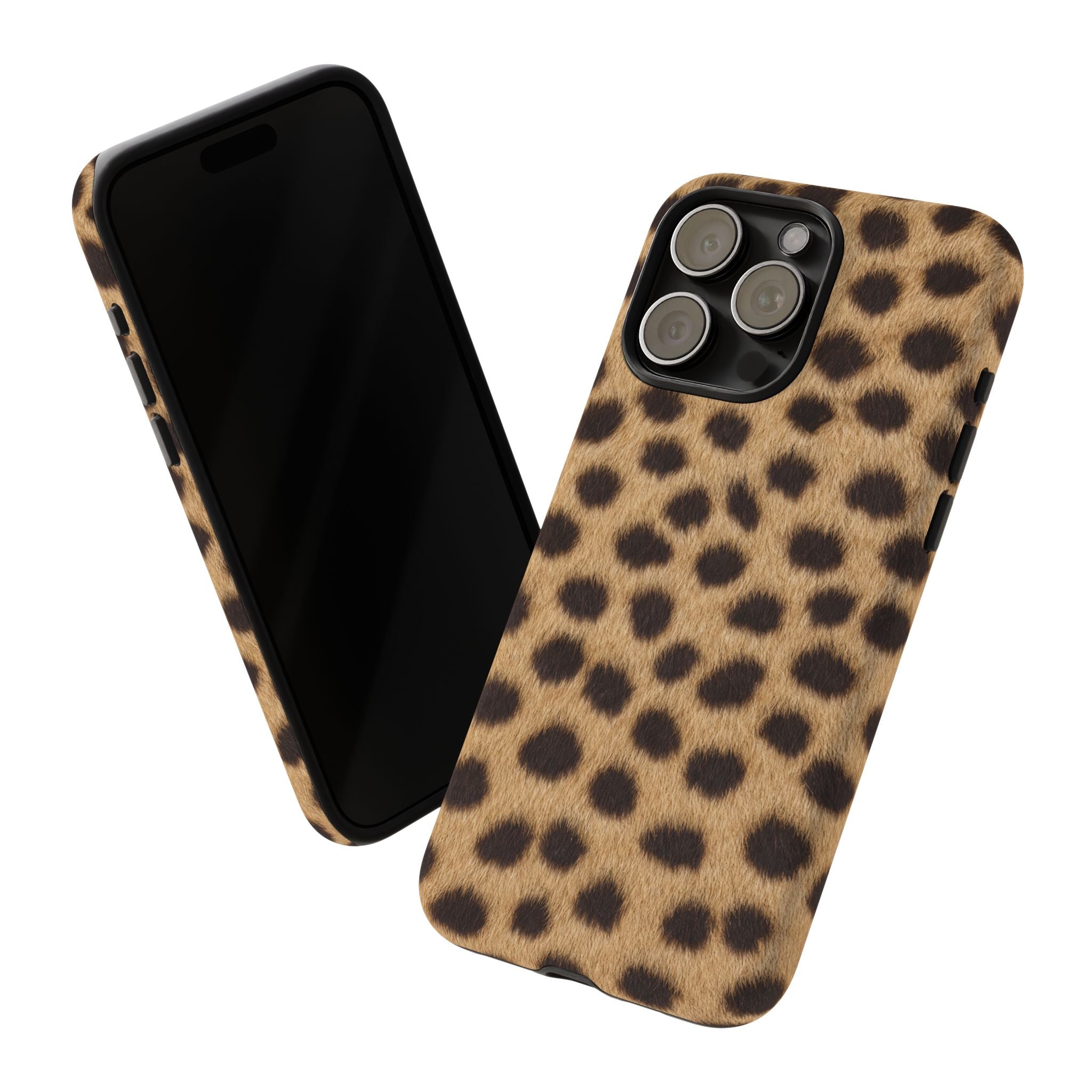 Cheetah Print Phone Case - Real Spot Tough Case for iPhone and Samsung, Bold Tan Animal Print