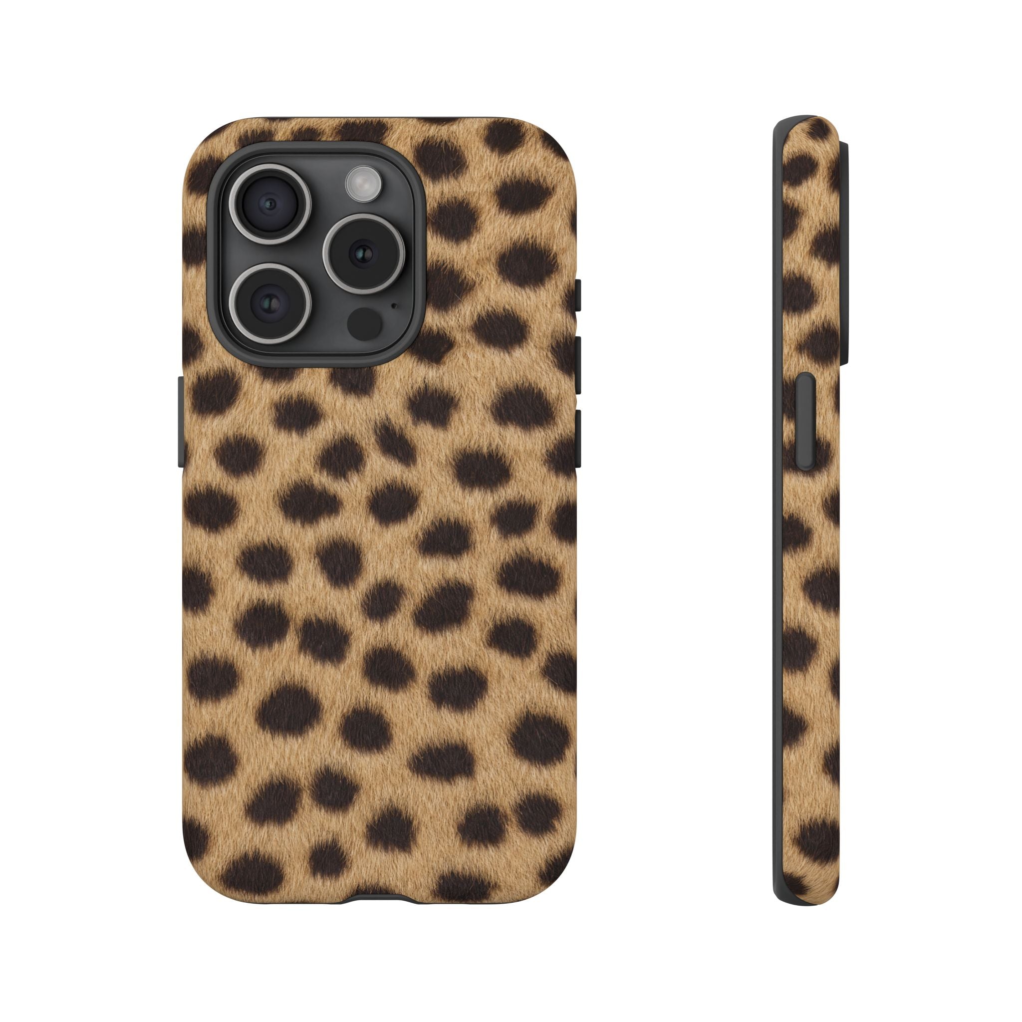 Cheetah Print Phone Case - Real Spot Tough Case for iPhone and Samsung, Bold Tan Animal Print