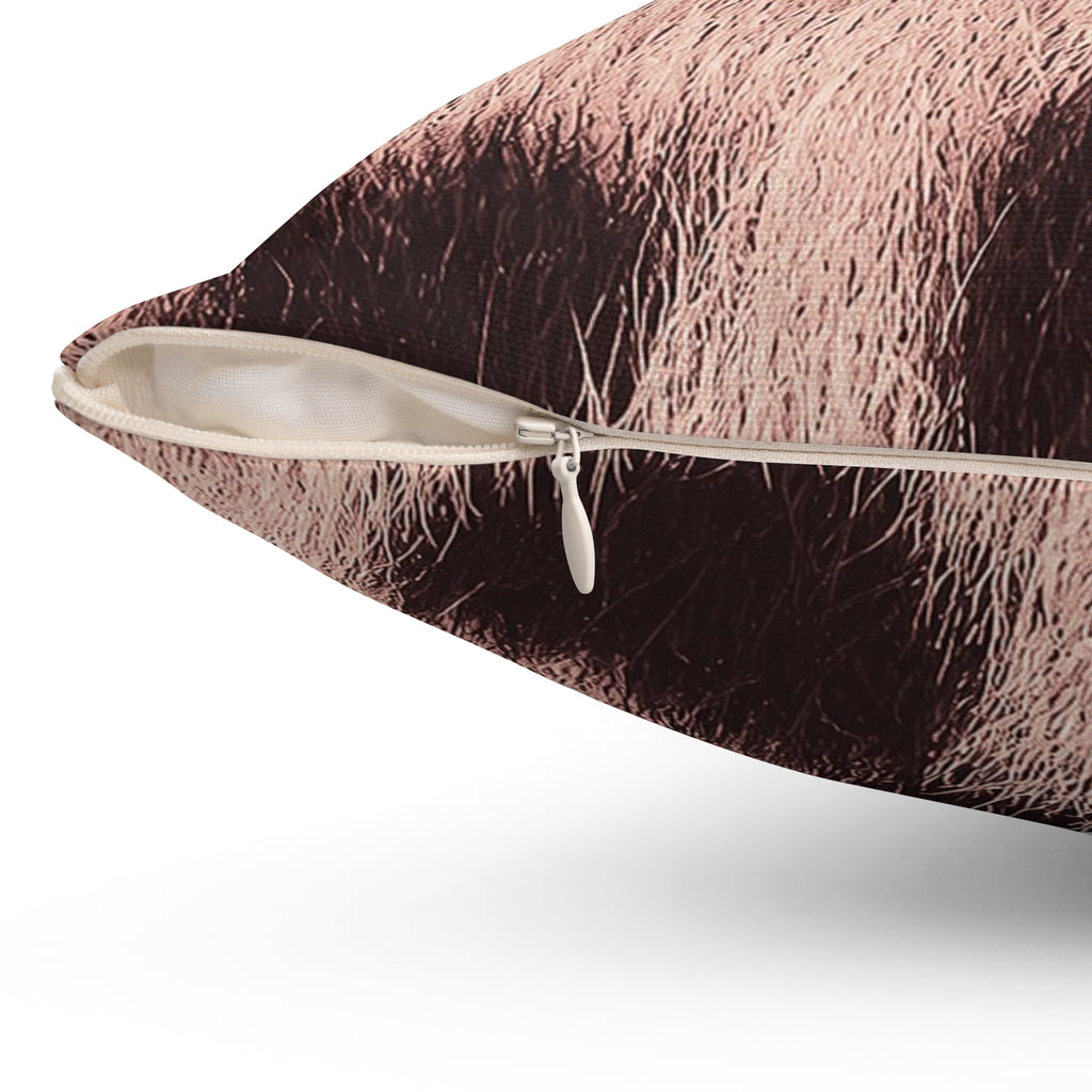 Blush leopard print throw pillow styled on a neutral sofa