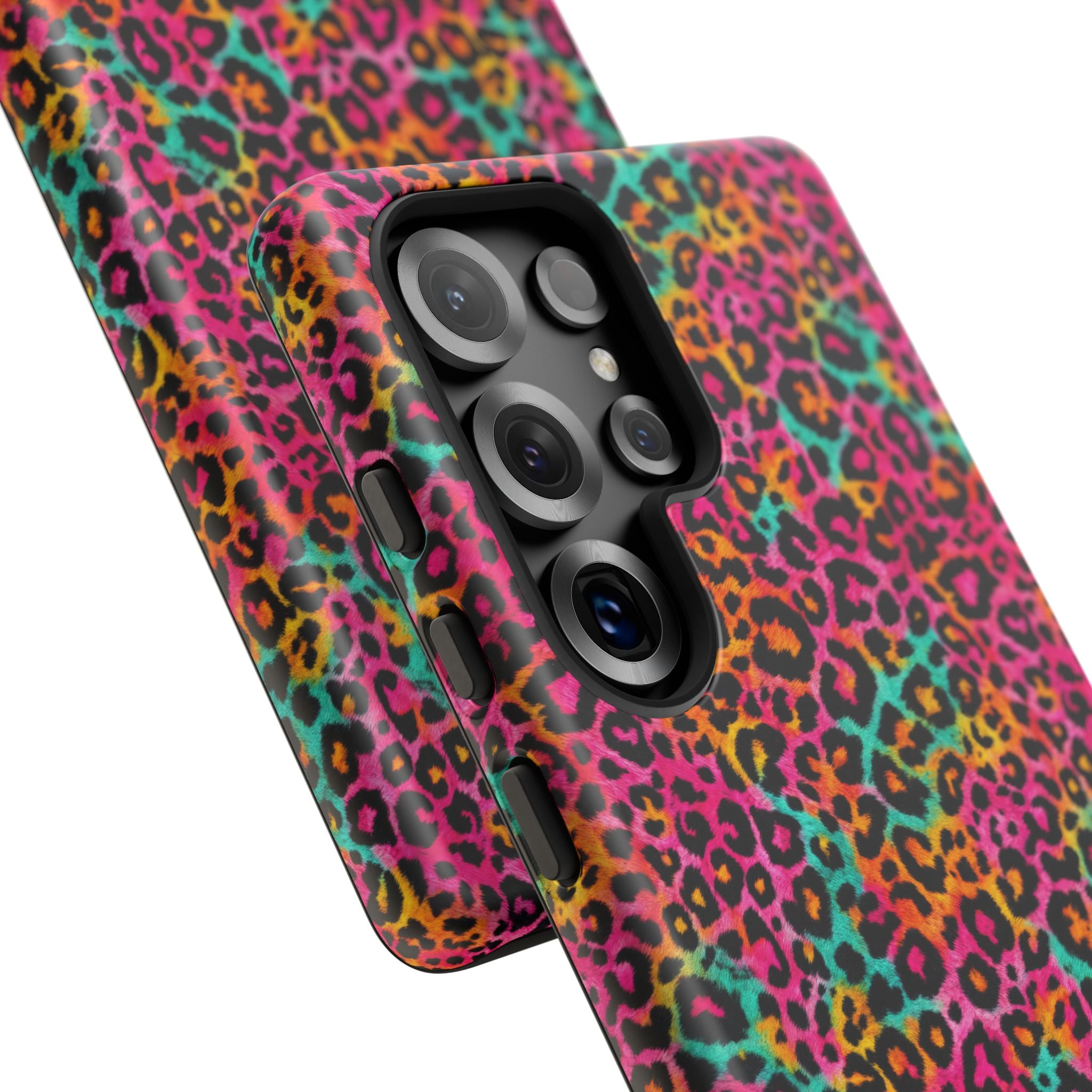 Rainbow Leopard Print Phone Case - Neon Cheetah Tough Case for iPhone and Samsung, Bright Y2K Animal Print