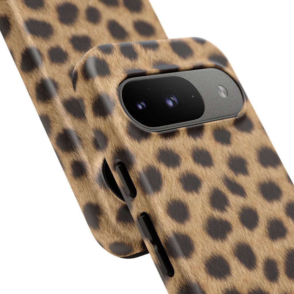 Cheetah Print Phone Case - Real Spot Tough Case for iPhone and Samsung, Bold Tan Animal Print