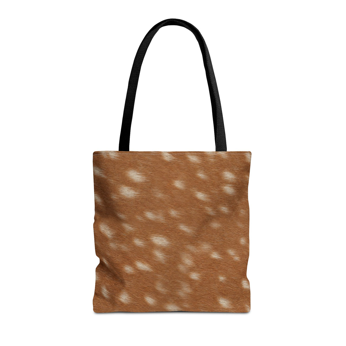 Fawn deer print canvas tote bag, spotted deer pattern in warm tan