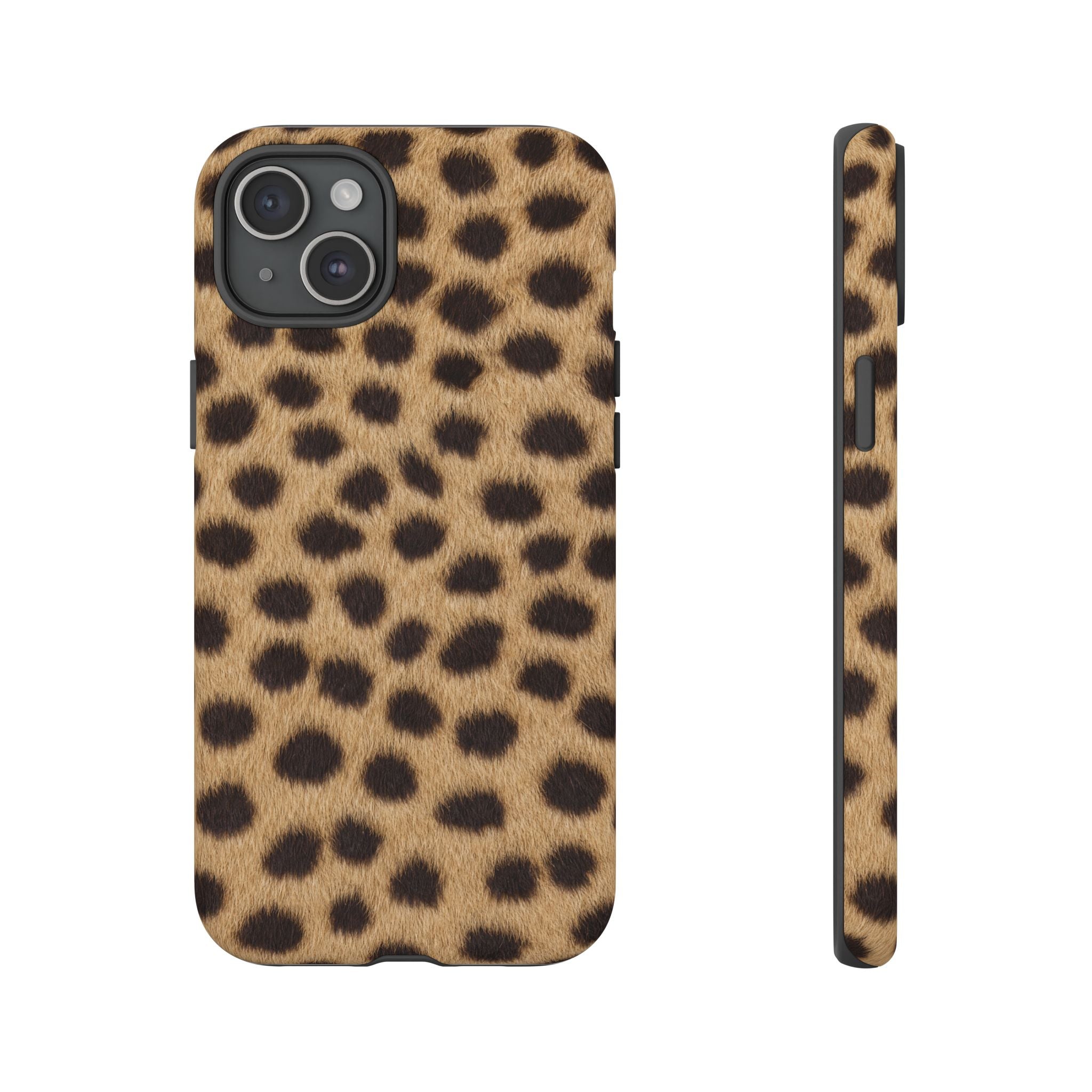 Cheetah Print Phone Case - Real Spot Tough Case for iPhone and Samsung, Bold Tan Animal Print