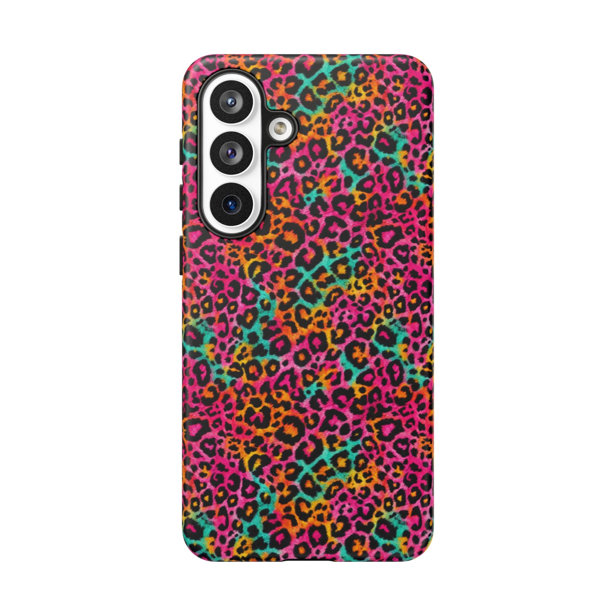 Rainbow Leopard Print Phone Case - Neon Cheetah Tough Case for iPhone and Samsung, Bright Y2K Animal Print