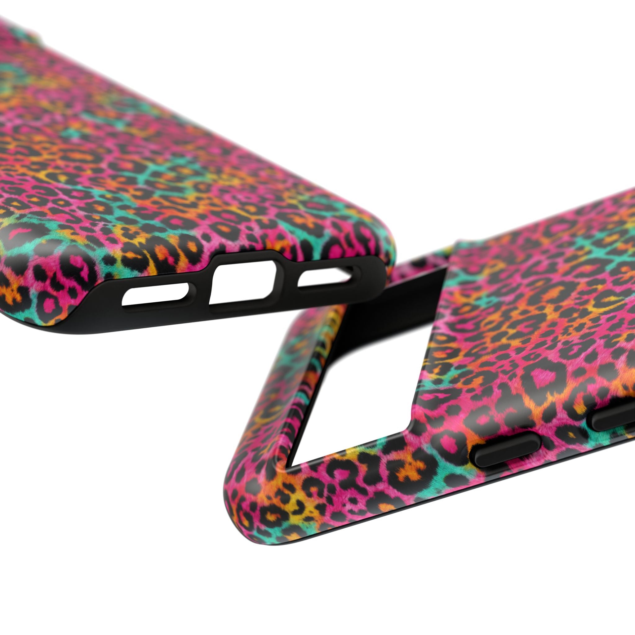 Rainbow Leopard Print Phone Case - Neon Cheetah Tough Case for iPhone and Samsung, Bright Y2K Animal Print