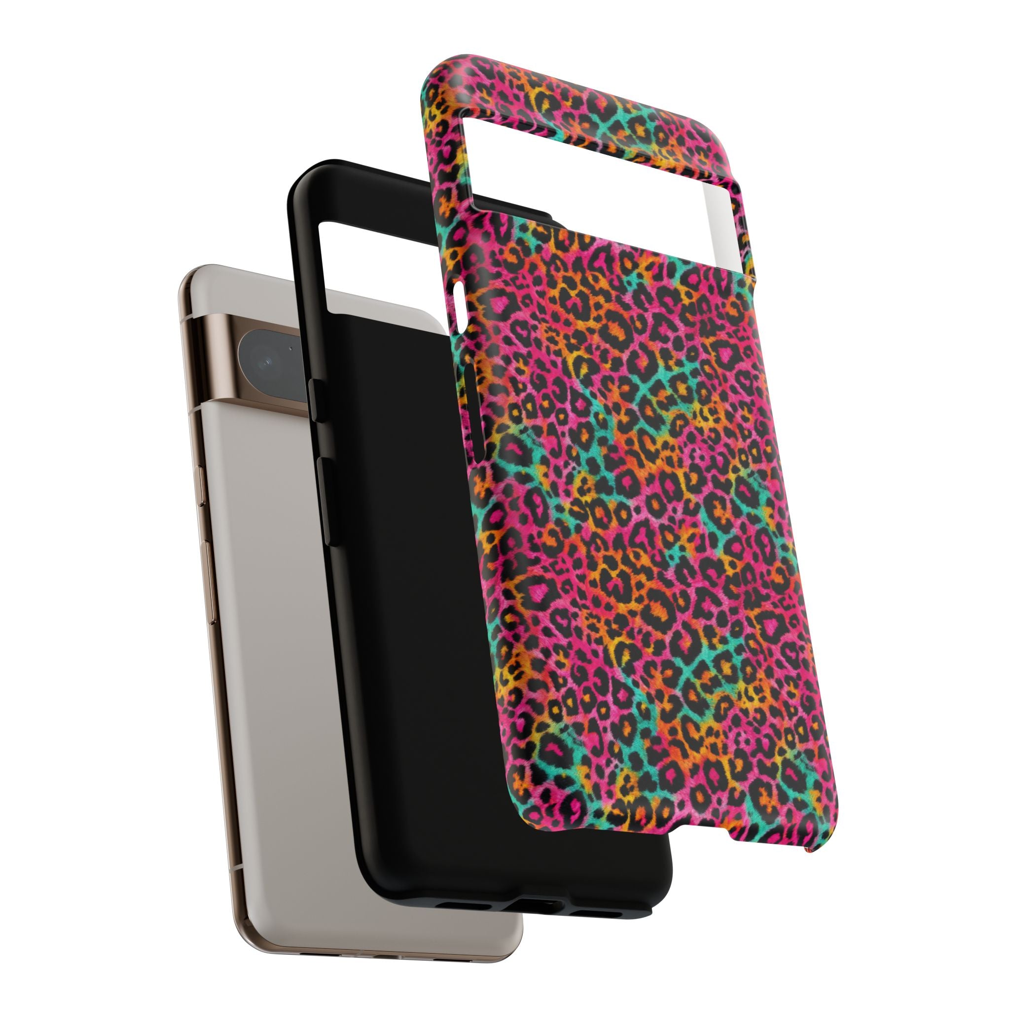 Rainbow Leopard Print Phone Case - Neon Cheetah Tough Case for iPhone and Samsung, Bright Y2K Animal Print