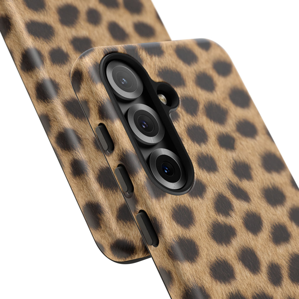 Cheetah Print Phone Case - Real Spot Tough Case for iPhone and Samsung, Bold Tan Animal Print
