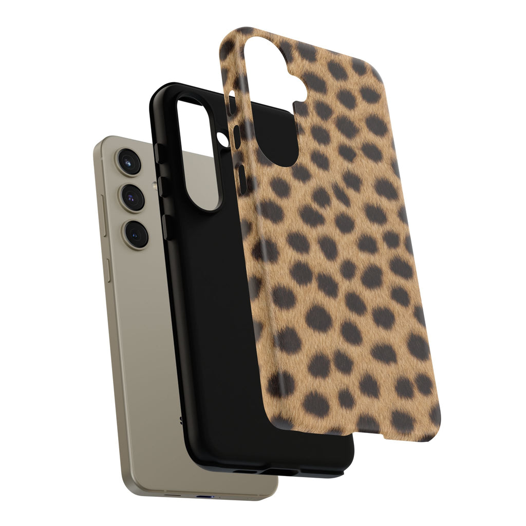 Cheetah Print Phone Case - Real Spot Tough Case for iPhone and Samsung, Bold Tan Animal Print