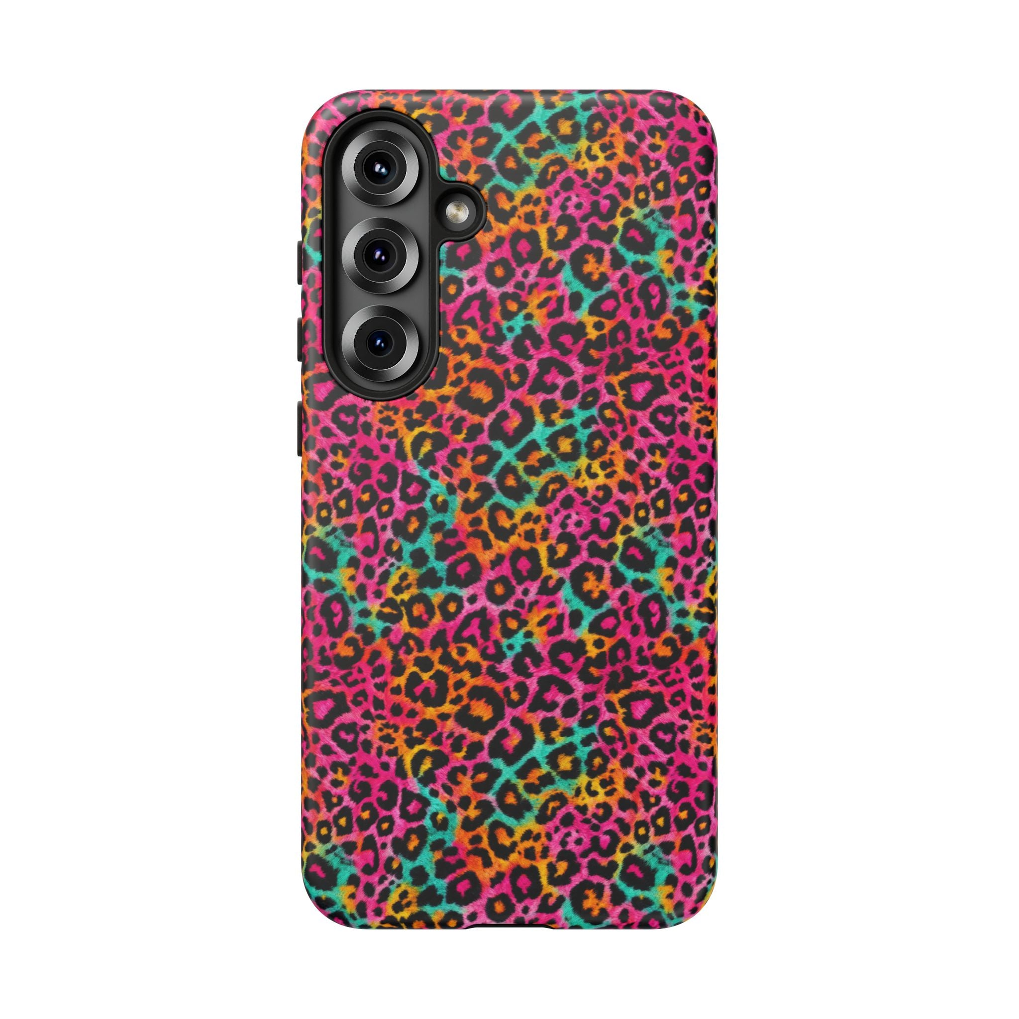 Rainbow Leopard Print Phone Case - Neon Cheetah Tough Case for iPhone and Samsung, Bright Y2K Animal Print