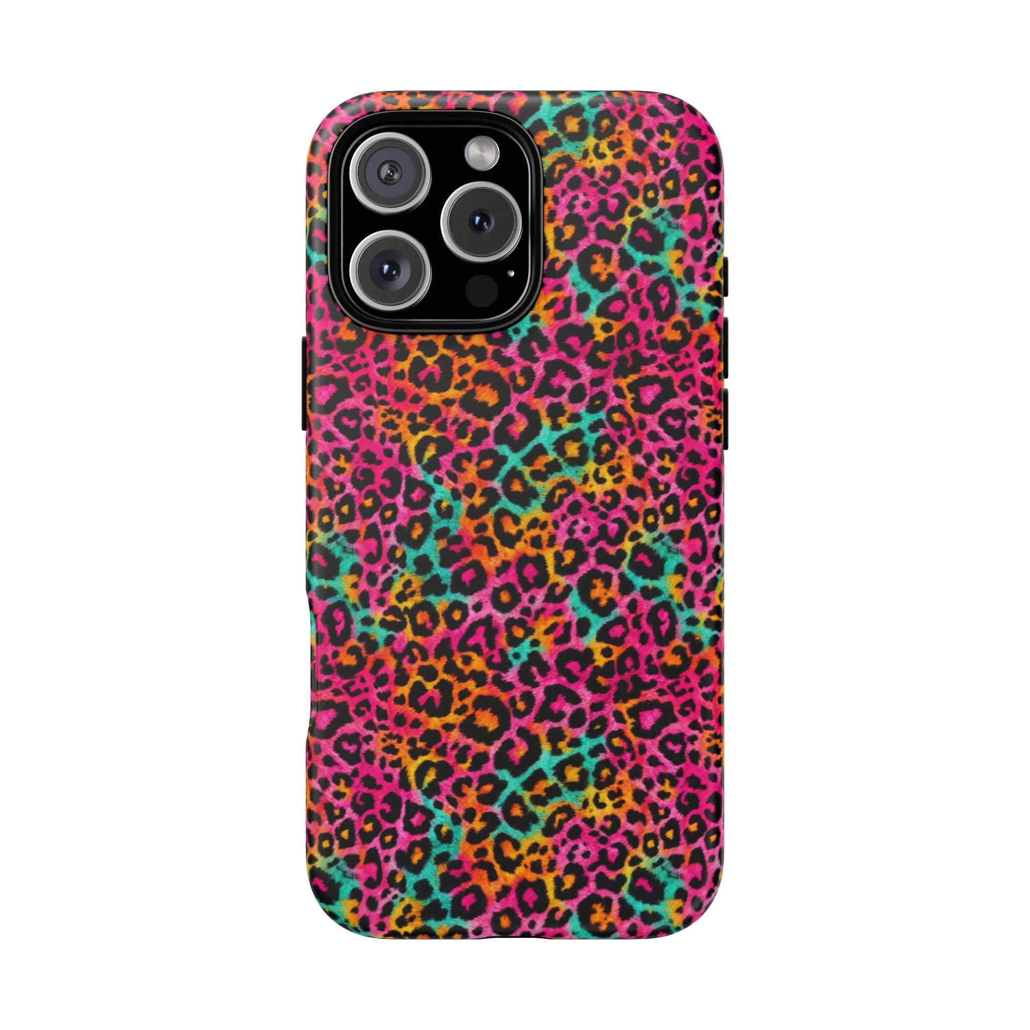 Rainbow Leopard Print Phone Case - Neon Cheetah Tough Case for iPhone and Samsung, Bright Y2K Animal Print