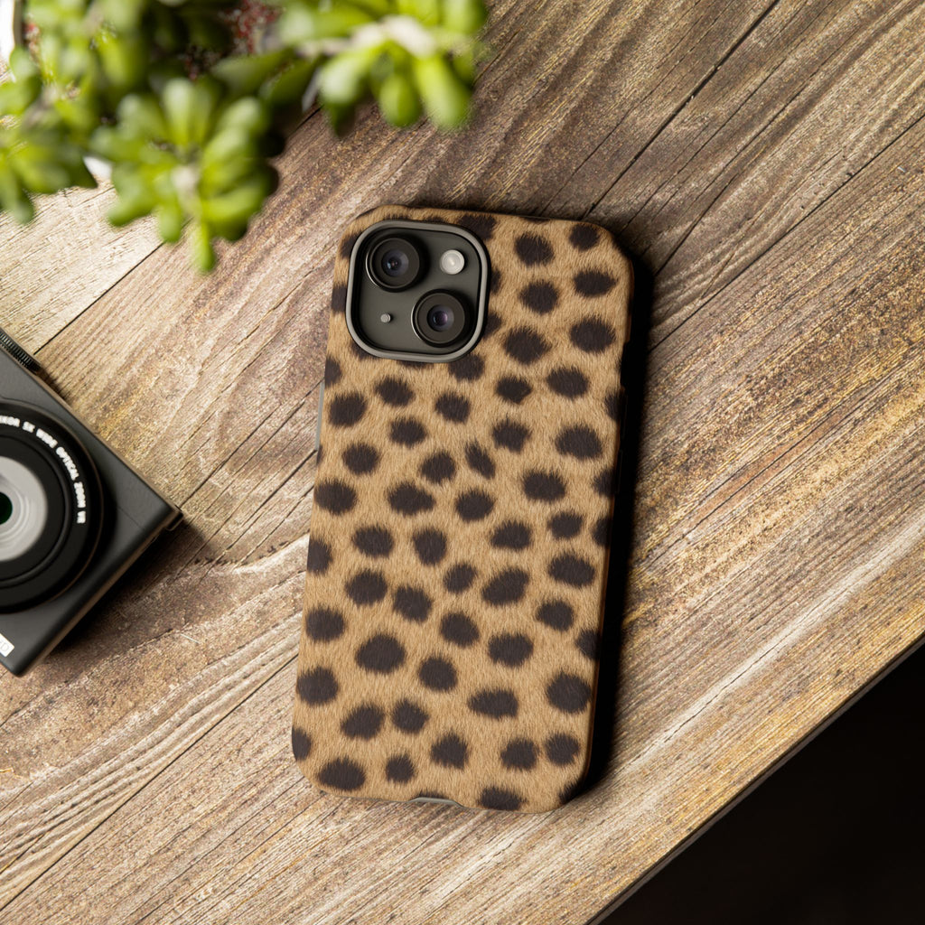 Cheetah Print Phone Case - Real Spot Tough Case for iPhone and Samsung, Bold Tan Animal Print