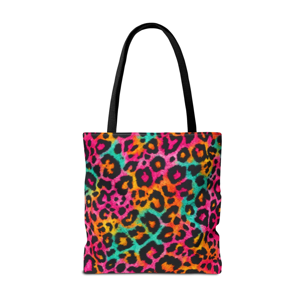 Rainbow Leopard Print Tote Bag - Neon Cheetah Canvas Tote, Bright Y2K Animal Print Shoulder Bag, 3 Sizes