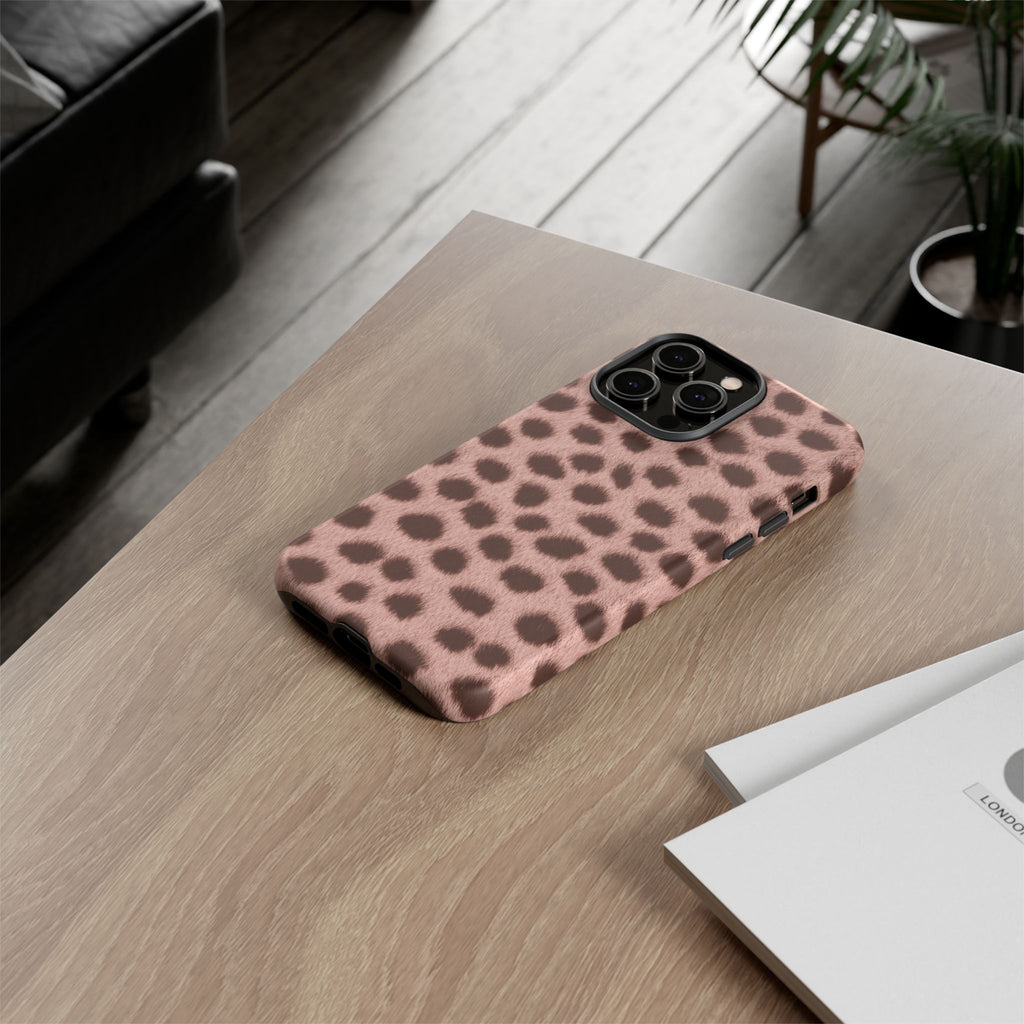 Pink Cheetah Print Phone Case - Blush Real Spot Tough Case for iPhone and Samsung, Soft Animal Print