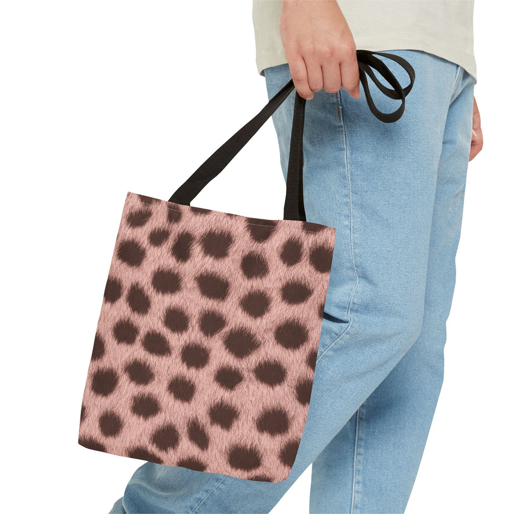 Pink Cheetah Print Tote Bag - Blush Real Spot Canvas Tote, Bold Animal Print Shoulder Bag, 3 Sizes