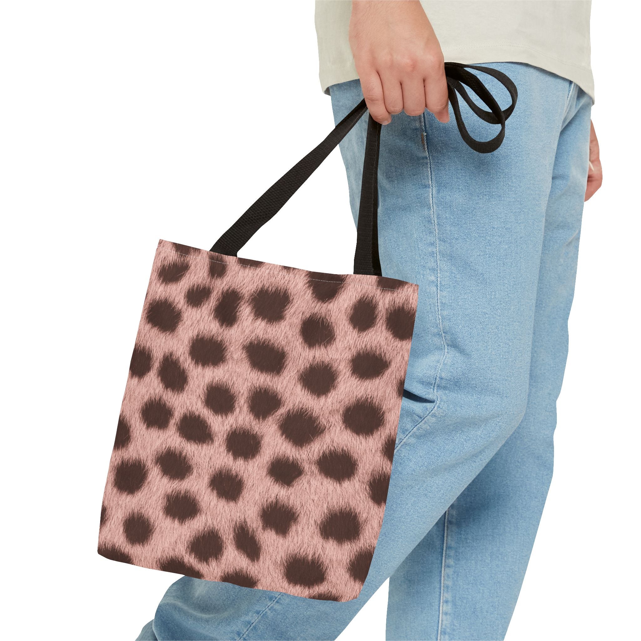 Pink Cheetah Print Tote Bag - Blush Real Spot Canvas Tote, Bold Animal Print Shoulder Bag, 3 Sizes