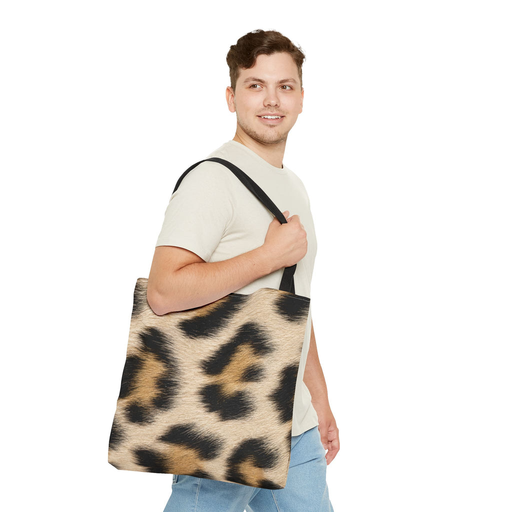 Cream Leopard Print Tote Bag - Pale Ivory Canvas Tote, Bold Spotted Animal Print Shoulder Bag, 3 Sizes