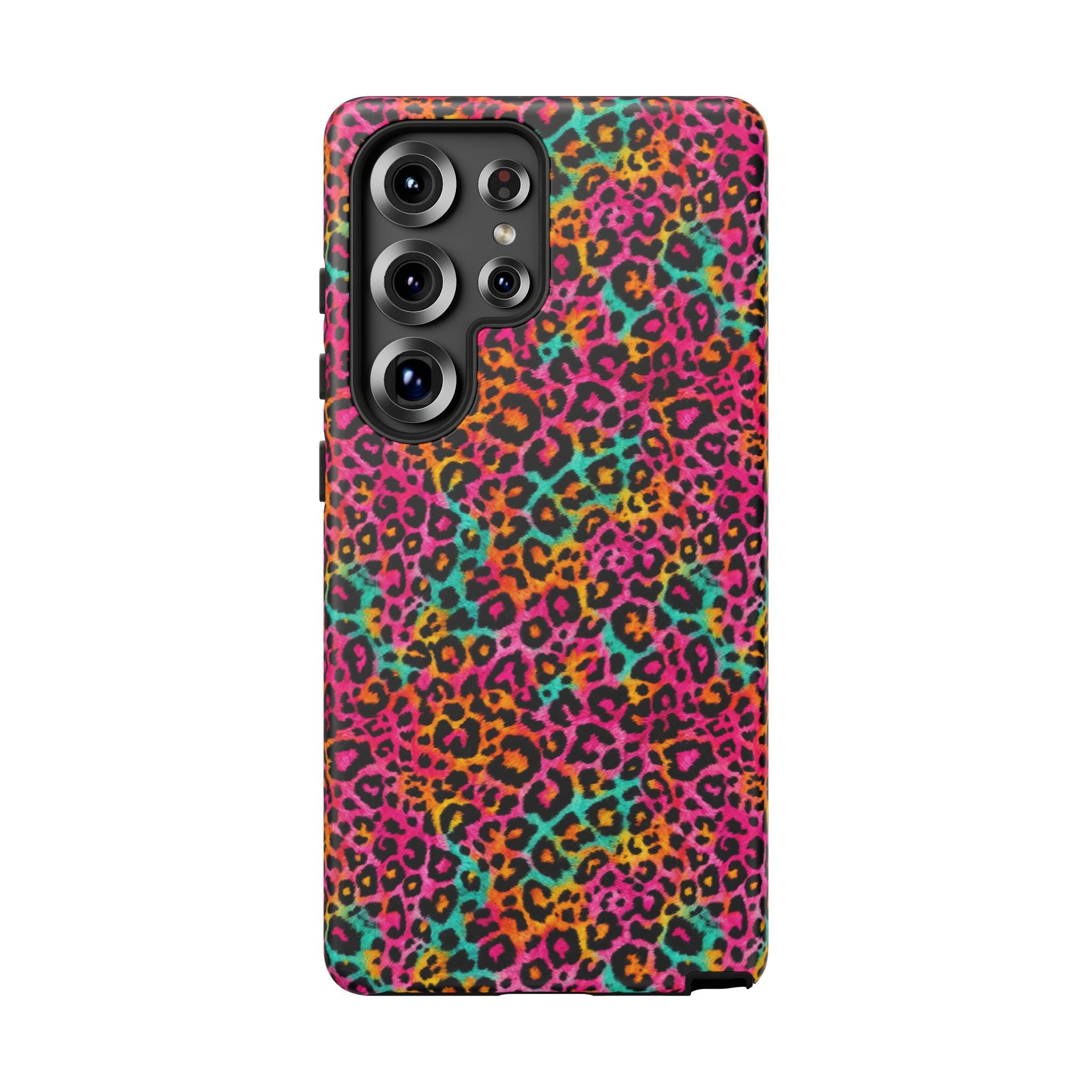 Rainbow Leopard Print Phone Case - Neon Cheetah Tough Case for iPhone and Samsung, Bright Y2K Animal Print