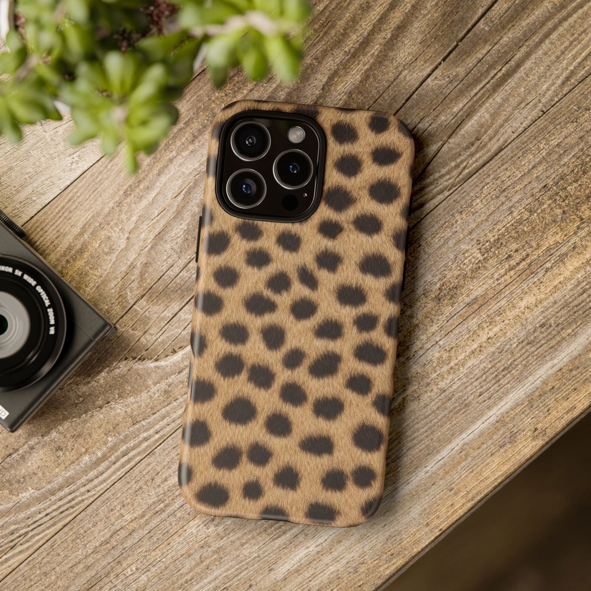 Cheetah Print Phone Case - Real Spot Tough Case for iPhone and Samsung, Bold Tan Animal Print