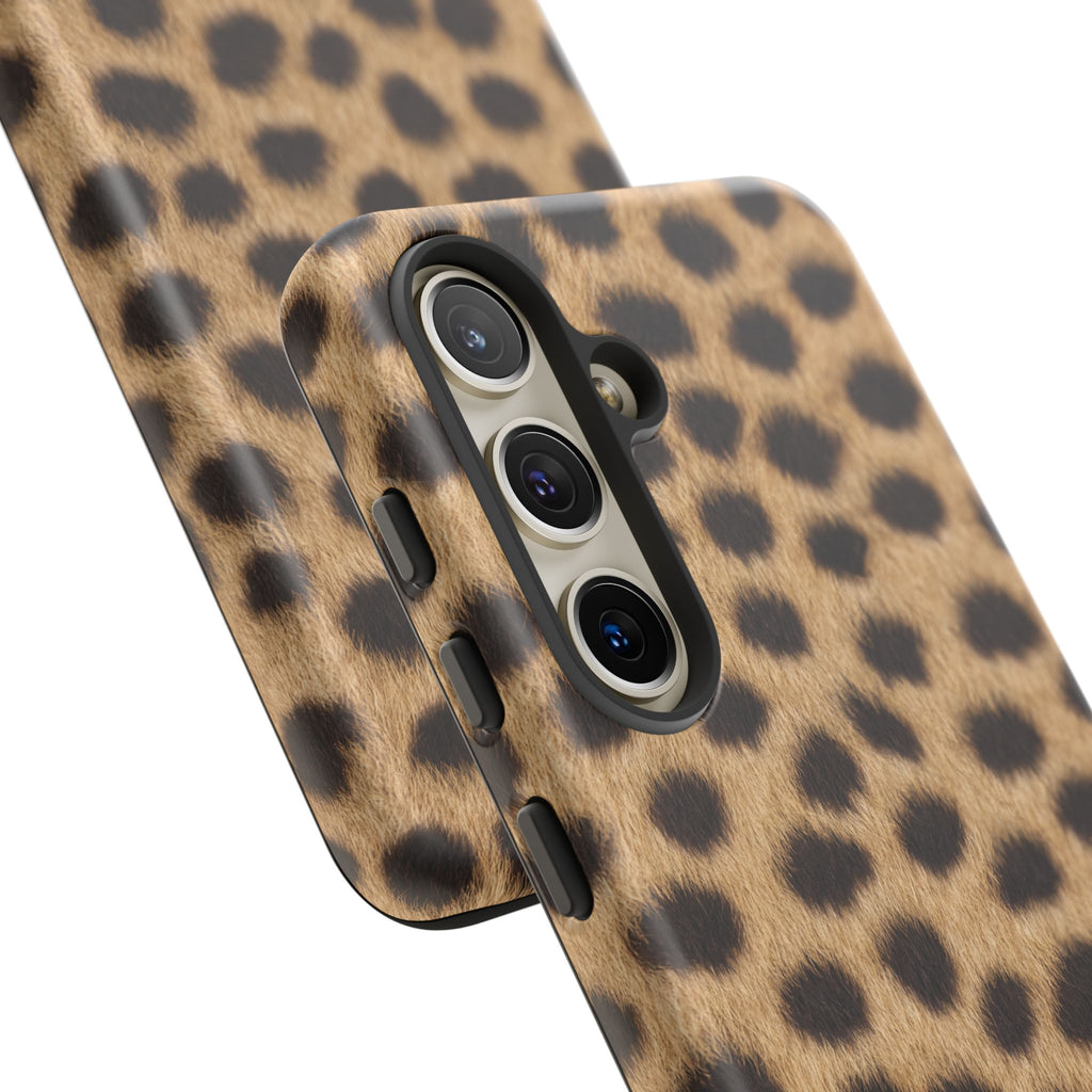 Cheetah Print Phone Case - Real Spot Tough Case for iPhone and Samsung, Bold Tan Animal Print