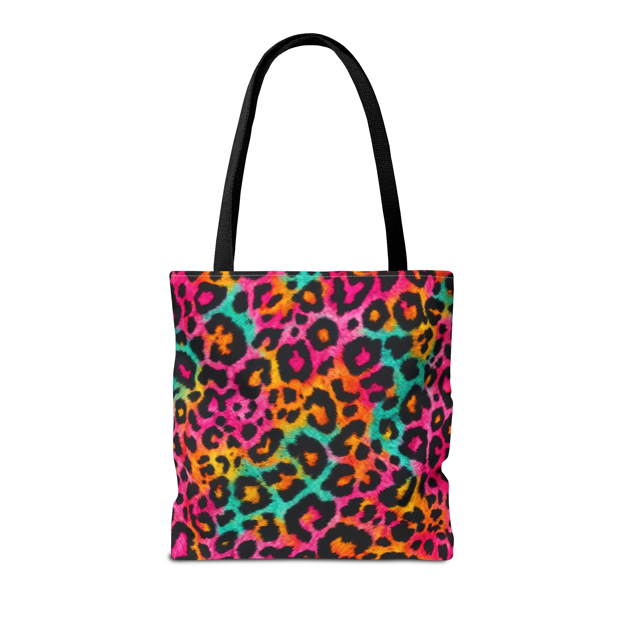 Rainbow Leopard Print Tote Bag - Neon Cheetah Canvas Tote, Bright Y2K Animal Print Shoulder Bag, 3 Sizes