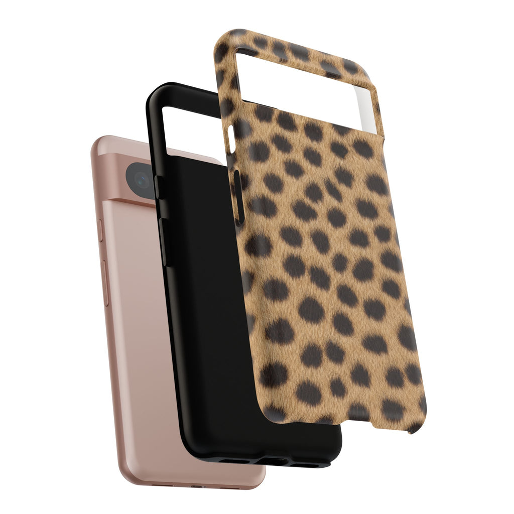 Cheetah Print Phone Case - Real Spot Tough Case for iPhone and Samsung, Bold Tan Animal Print