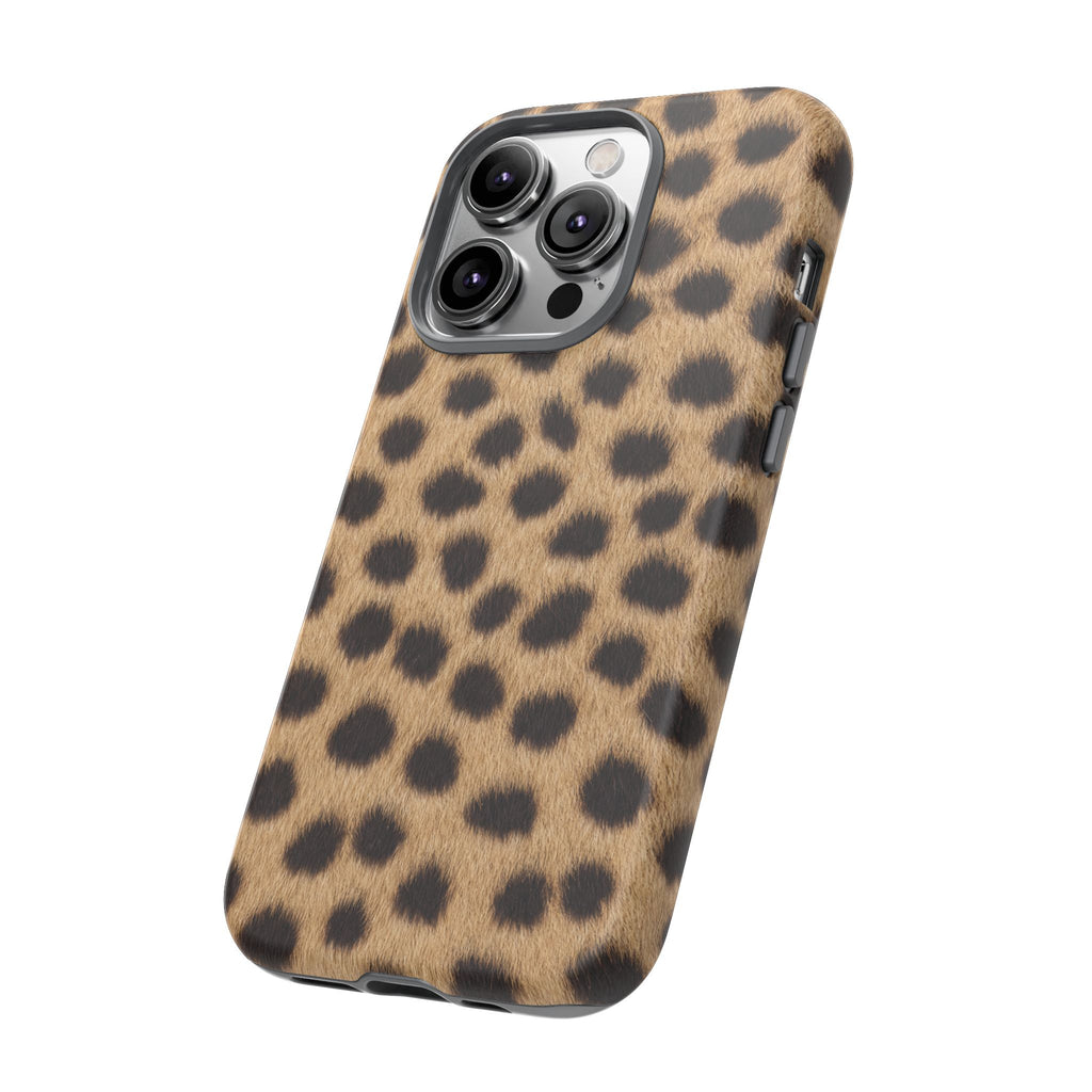 Cheetah Print Phone Case - Real Spot Tough Case for iPhone and Samsung, Bold Tan Animal Print