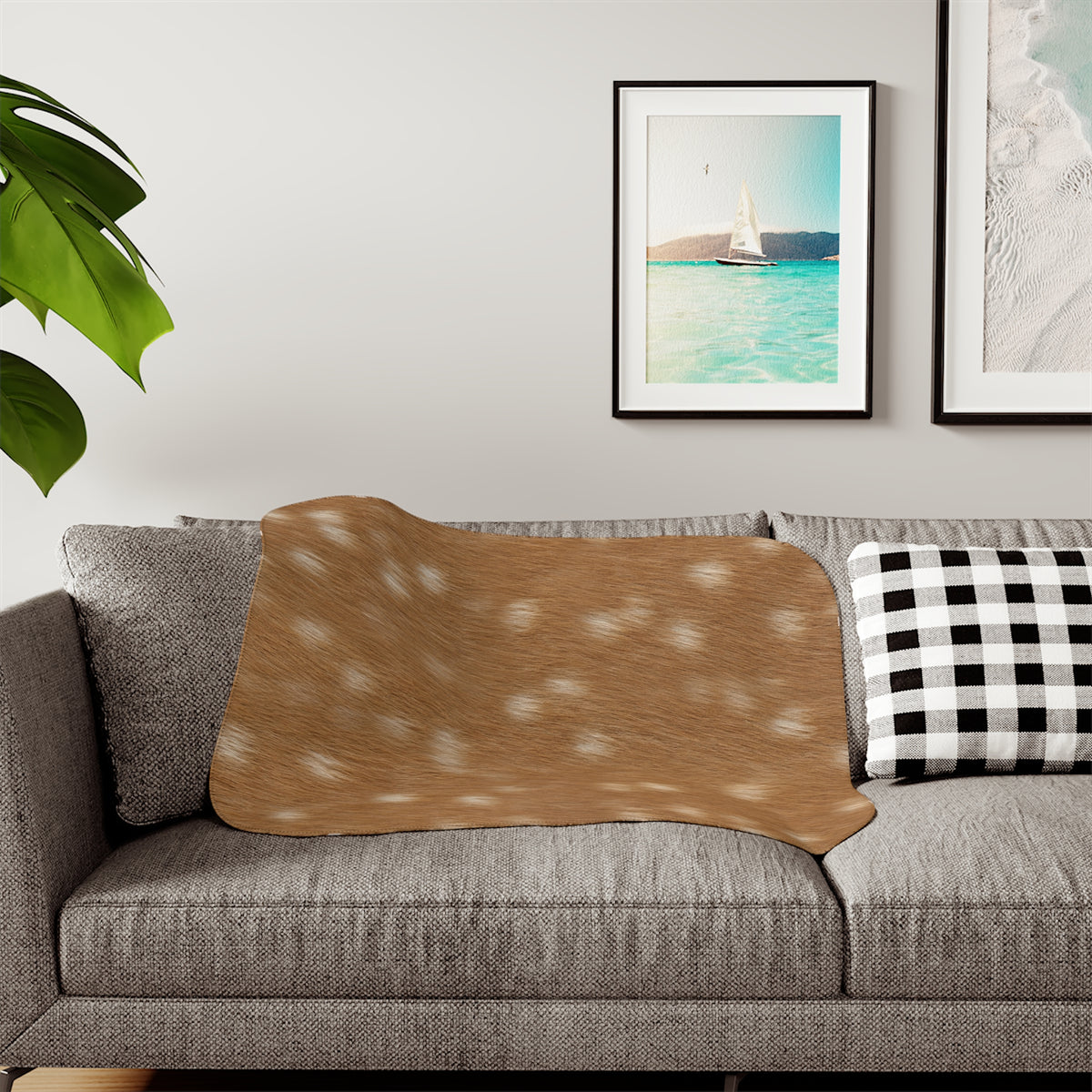 Woodland fawn deer print throw in three sizes, cottagecore decor