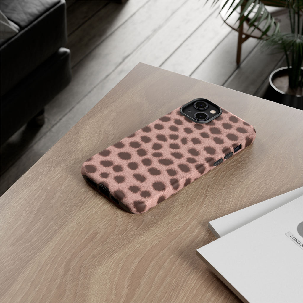 Pink Cheetah Print Phone Case - Blush Real Spot Tough Case for iPhone and Samsung, Soft Animal Print