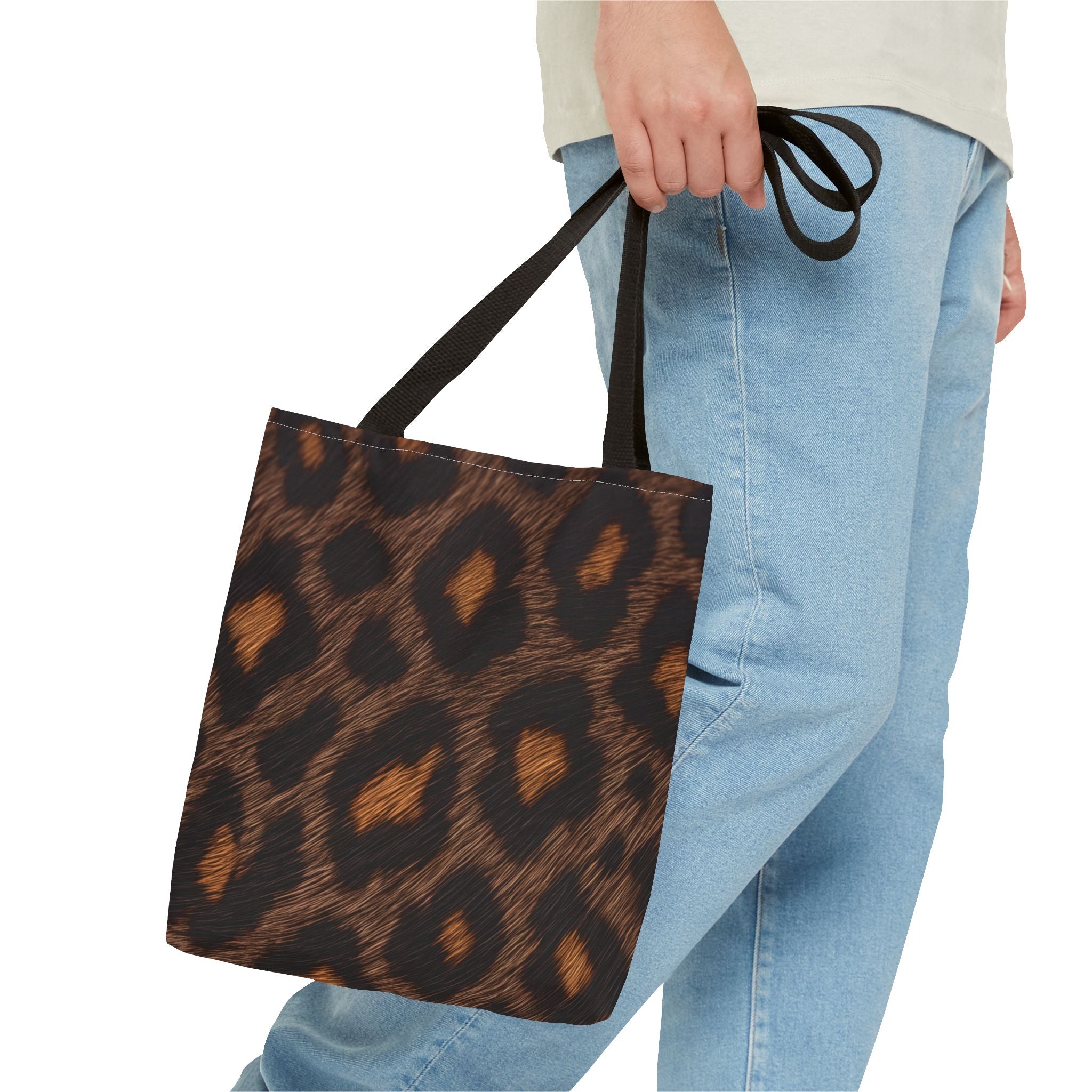 Dark Leopard Print Tote Bag - After Dark Espresso Canvas Tote, Moody Animal Print Shoulder Bag, 3 Sizes
