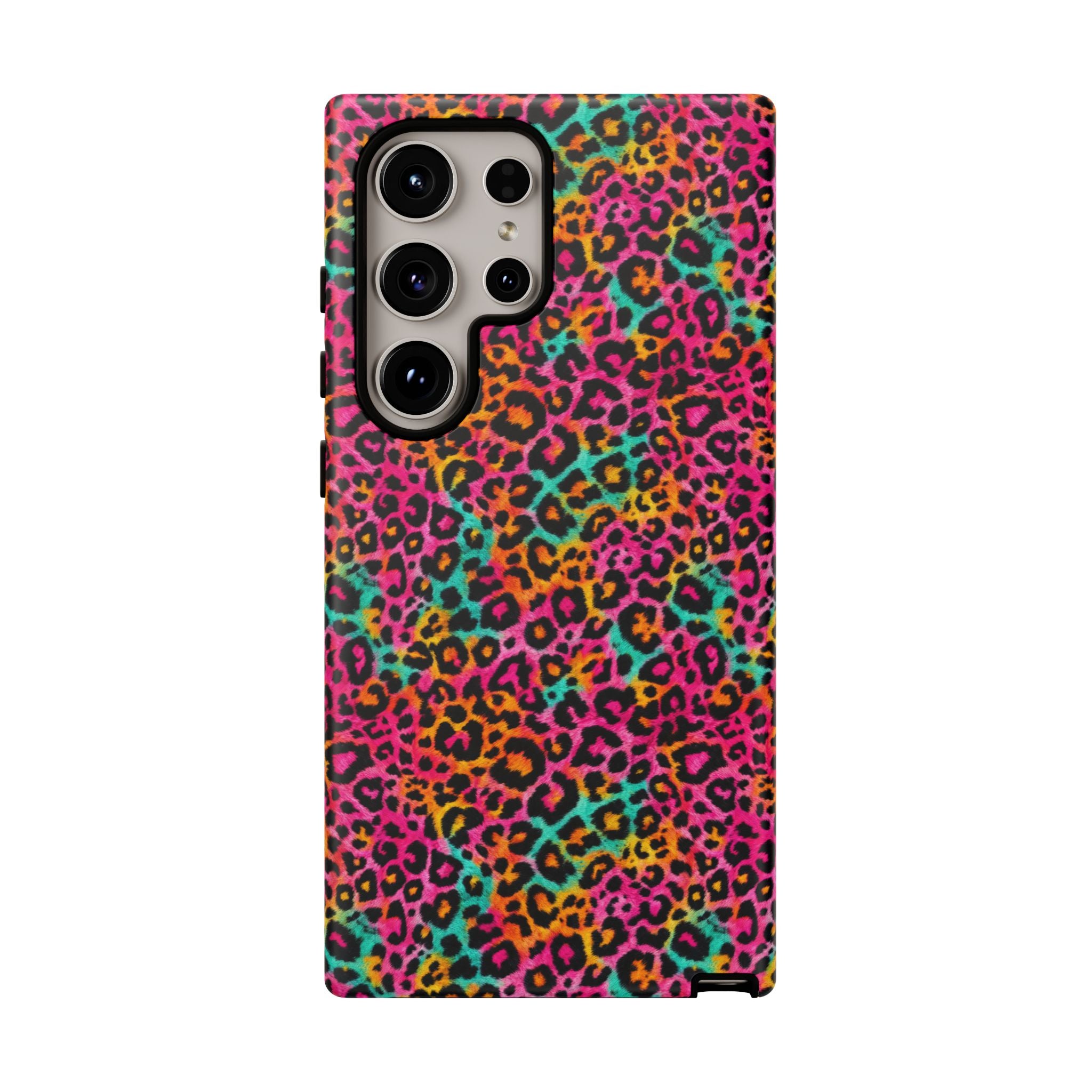 Rainbow Leopard Print Phone Case - Neon Cheetah Tough Case for iPhone and Samsung, Bright Y2K Animal Print