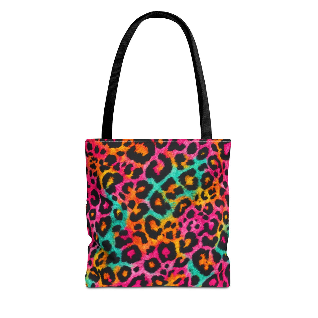Rainbow Leopard Print Tote Bag - Neon Cheetah Canvas Tote, Bright Y2K Animal Print Shoulder Bag, 3 Sizes