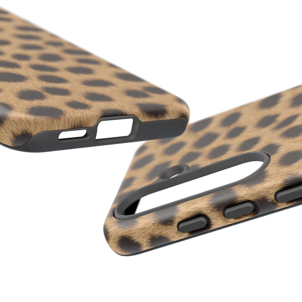 Cheetah Print Phone Case - Real Spot Tough Case for iPhone and Samsung, Bold Tan Animal Print