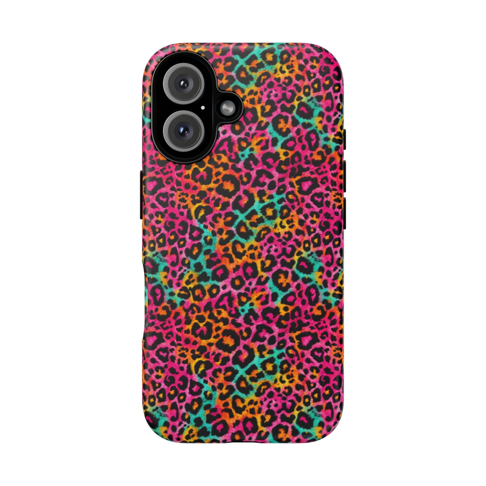 Rainbow Leopard Print Phone Case - Neon Cheetah Tough Case for iPhone and Samsung, Bright Y2K Animal Print