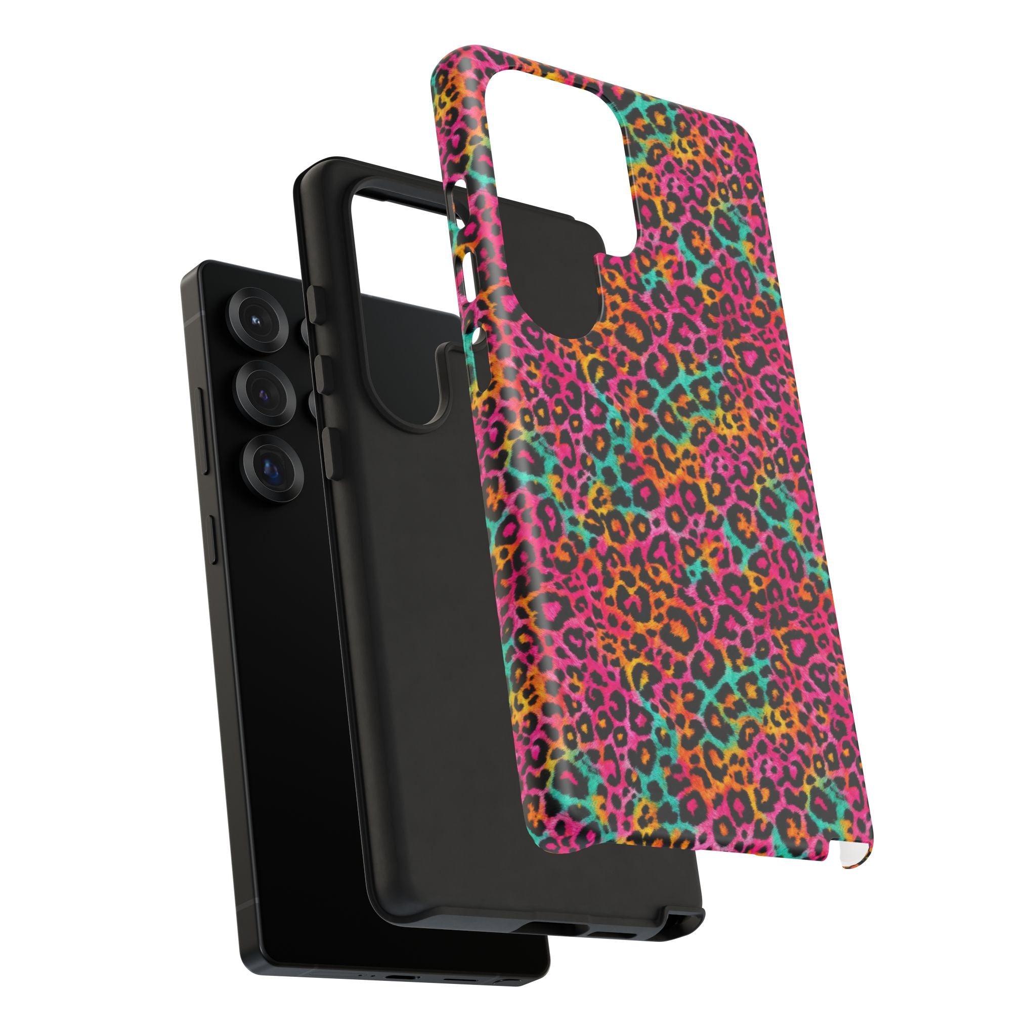 Rainbow Leopard Print Phone Case - Neon Cheetah Tough Case for iPhone and Samsung, Bright Y2K Animal Print
