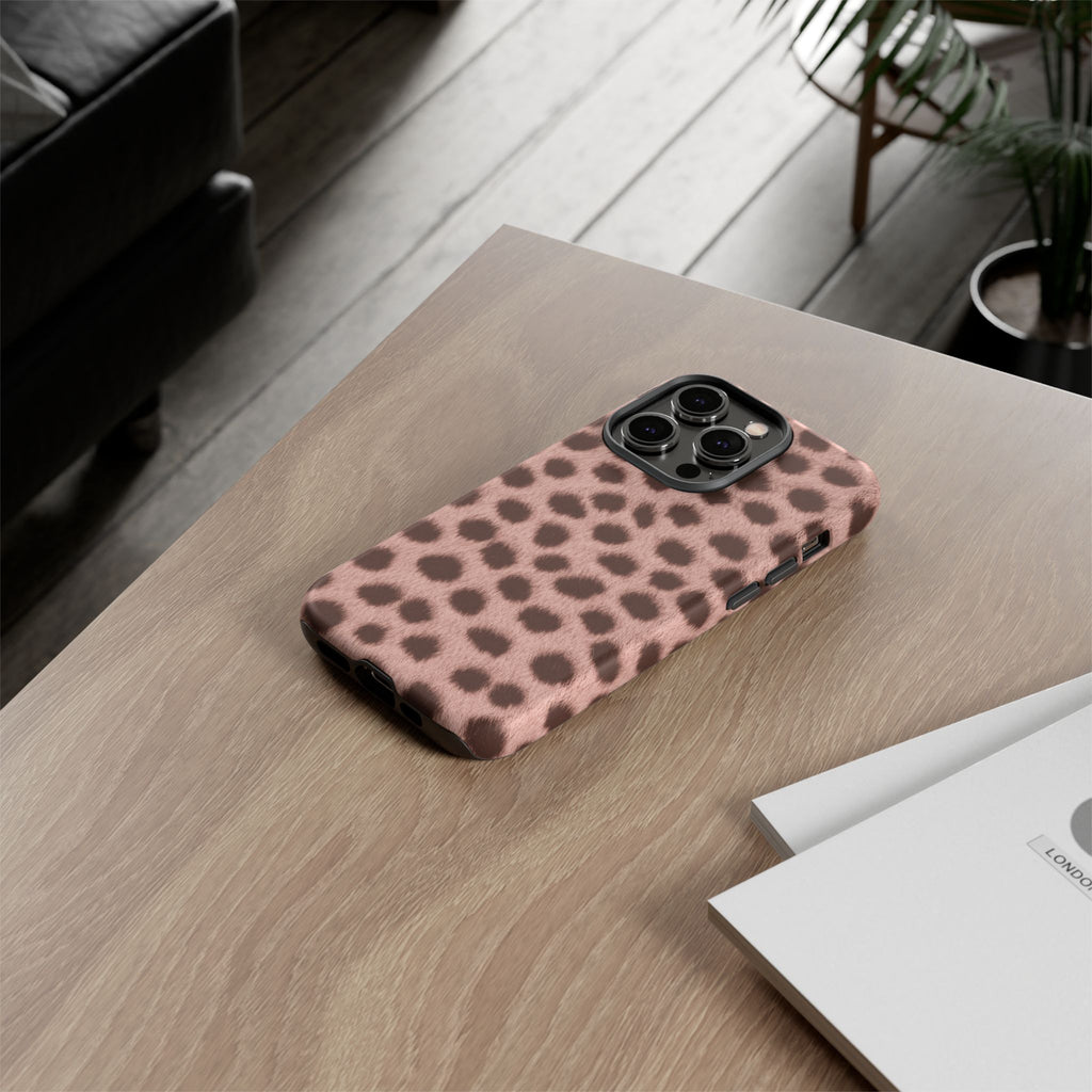 Pink Cheetah Print Phone Case - Blush Real Spot Tough Case for iPhone and Samsung, Soft Animal Print