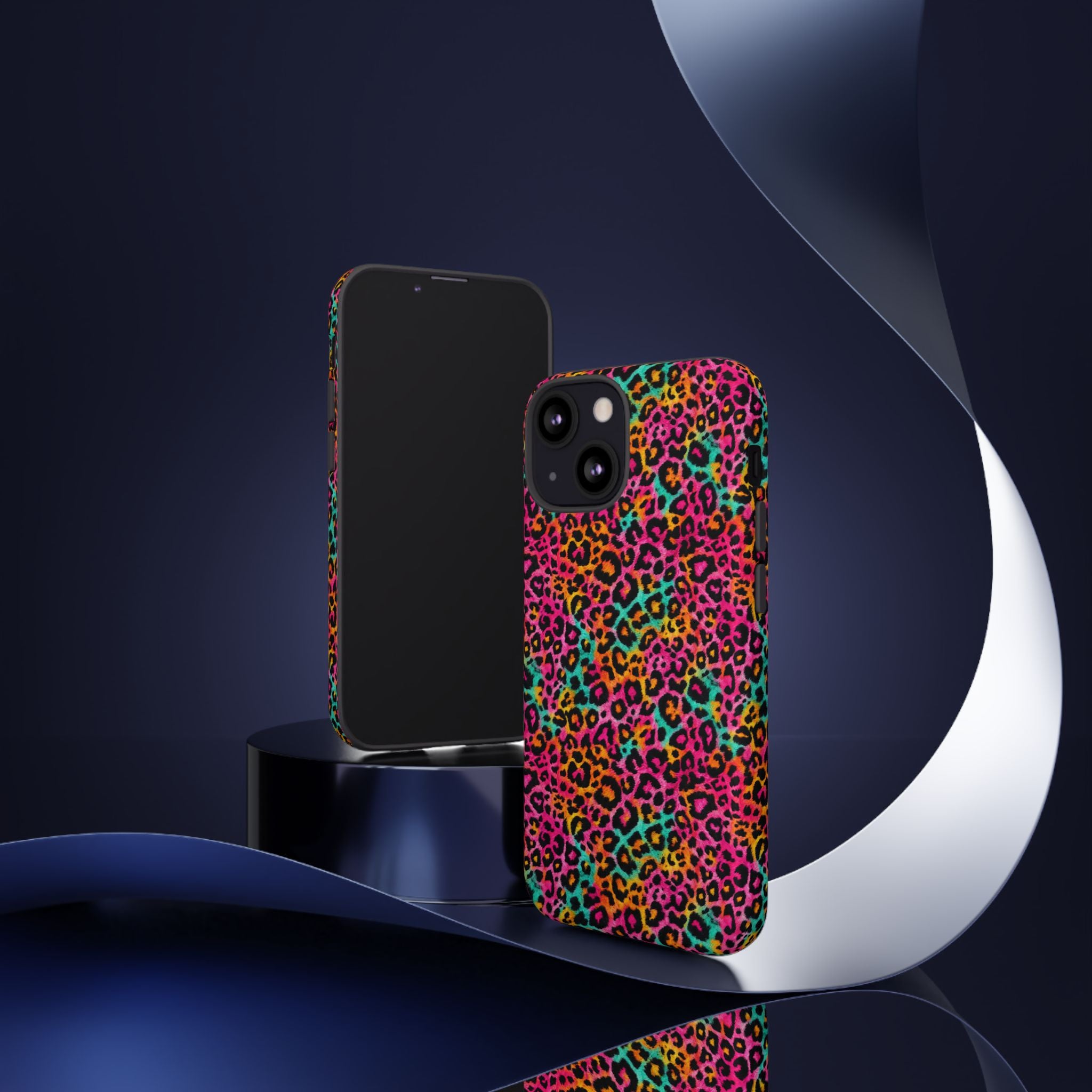 Rainbow Leopard Print Phone Case - Neon Cheetah Tough Case for iPhone and Samsung, Bright Y2K Animal Print