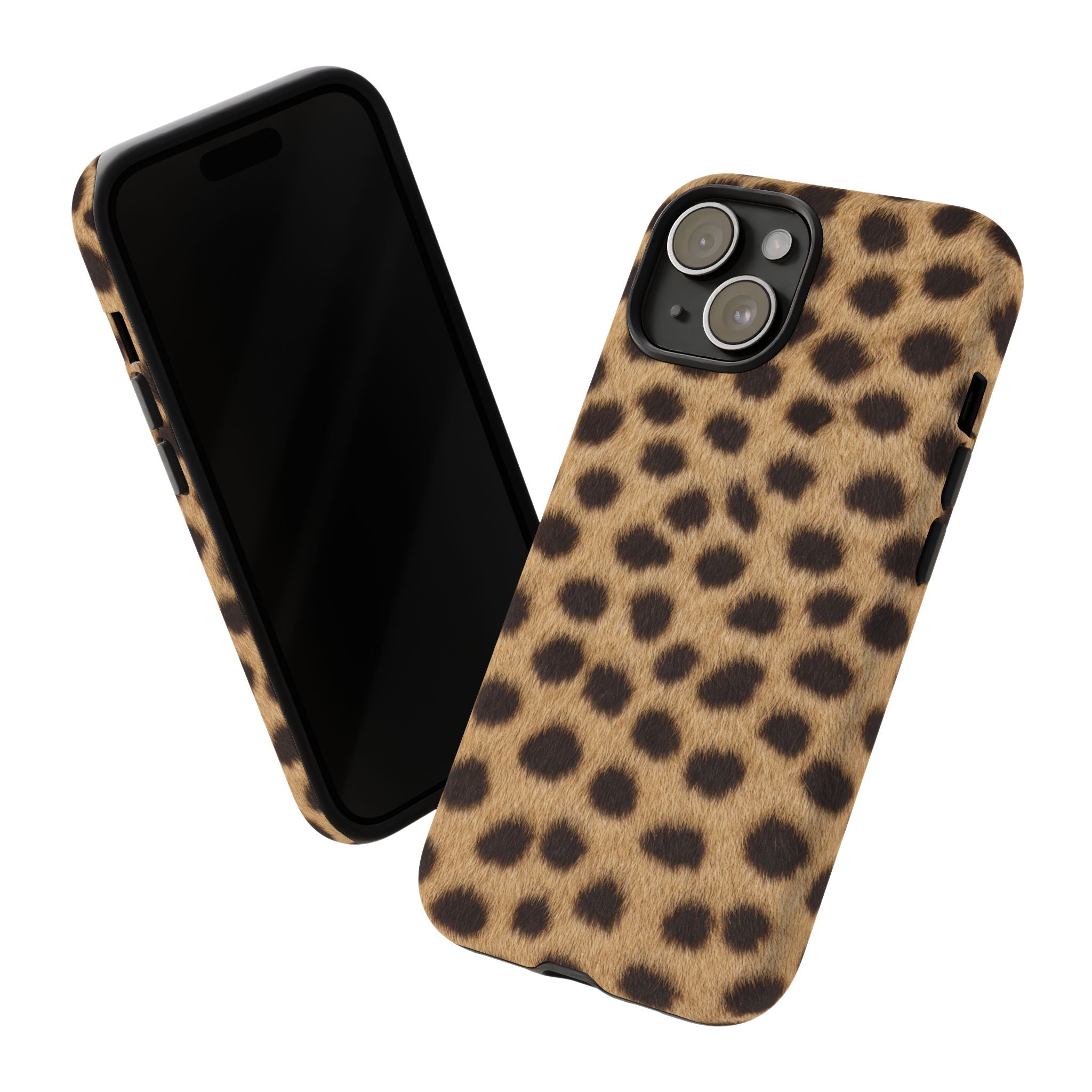 Cheetah Print Phone Case - Real Spot Tough Case for iPhone and Samsung, Bold Tan Animal Print