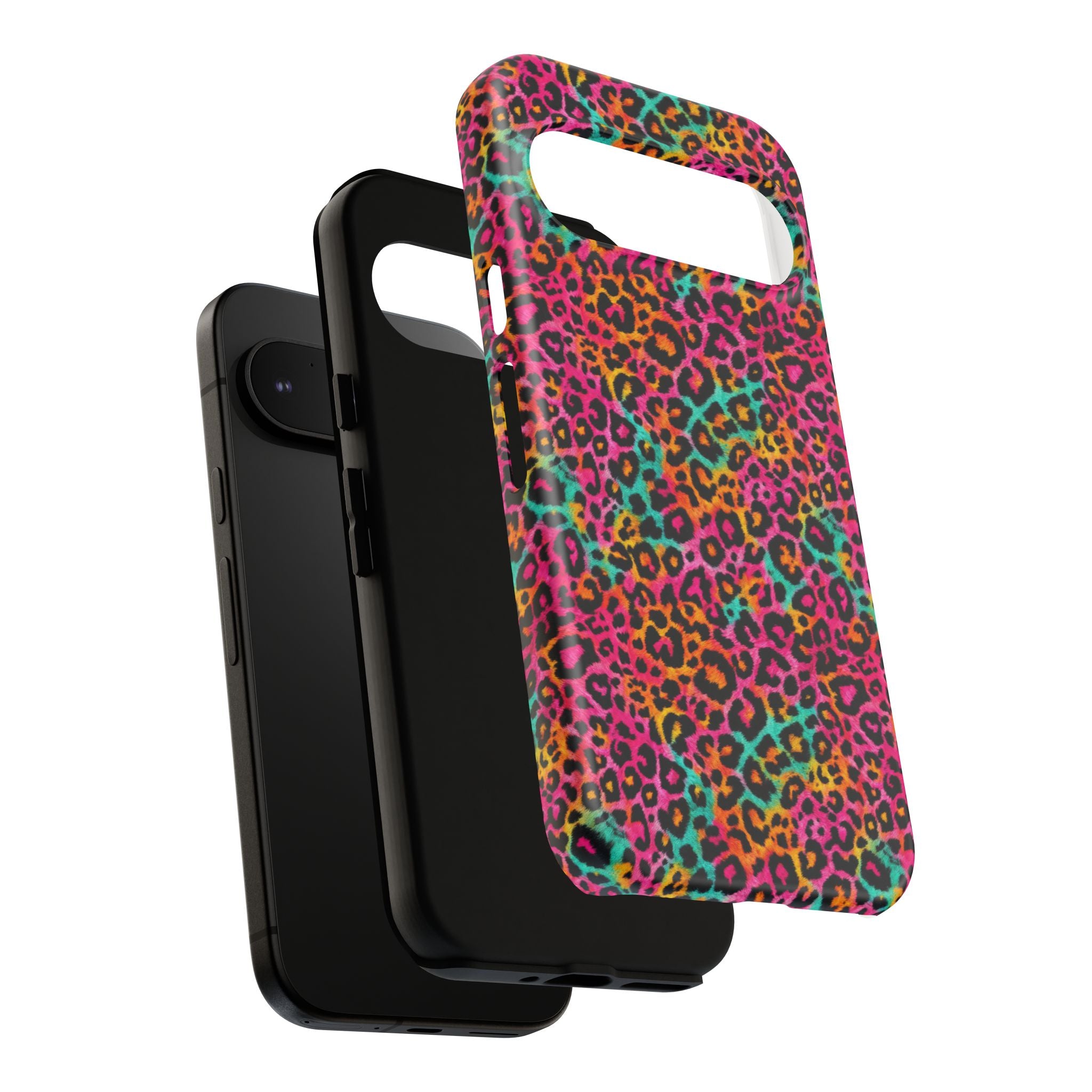 Rainbow Leopard Print Phone Case - Neon Cheetah Tough Case for iPhone and Samsung, Bright Y2K Animal Print