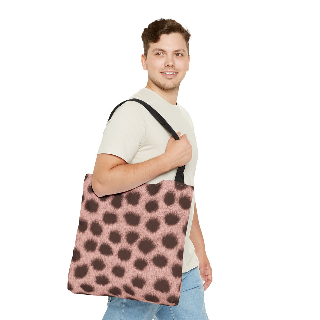Pink Cheetah Print Tote Bag - Blush Real Spot Canvas Tote, Bold Animal Print Shoulder Bag, 3 Sizes