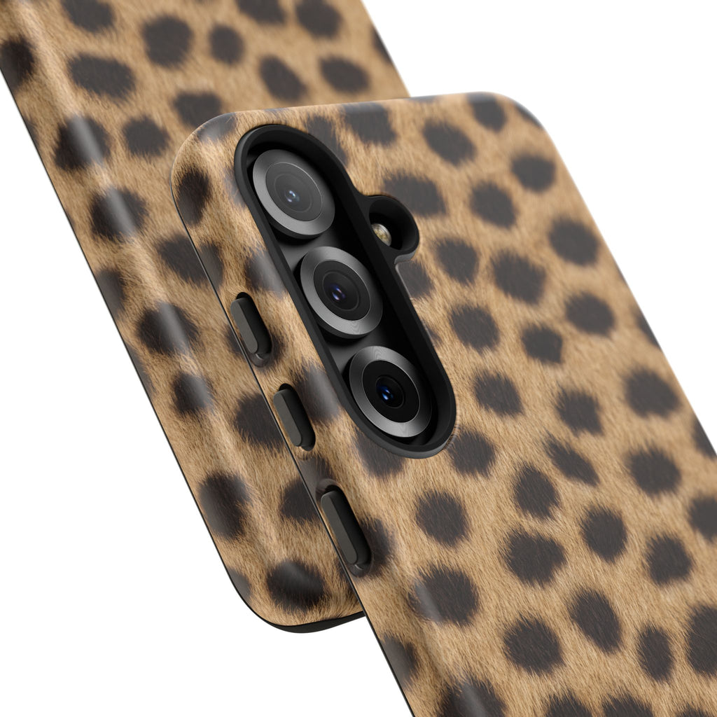 Cheetah Print Phone Case - Real Spot Tough Case for iPhone and Samsung, Bold Tan Animal Print