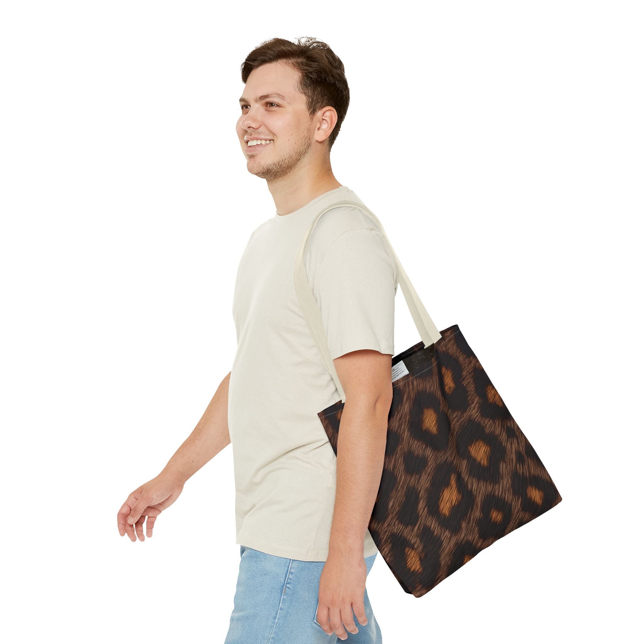 Dark Leopard Print Tote Bag - After Dark Espresso Canvas Tote, Moody Animal Print Shoulder Bag, 3 Sizes
