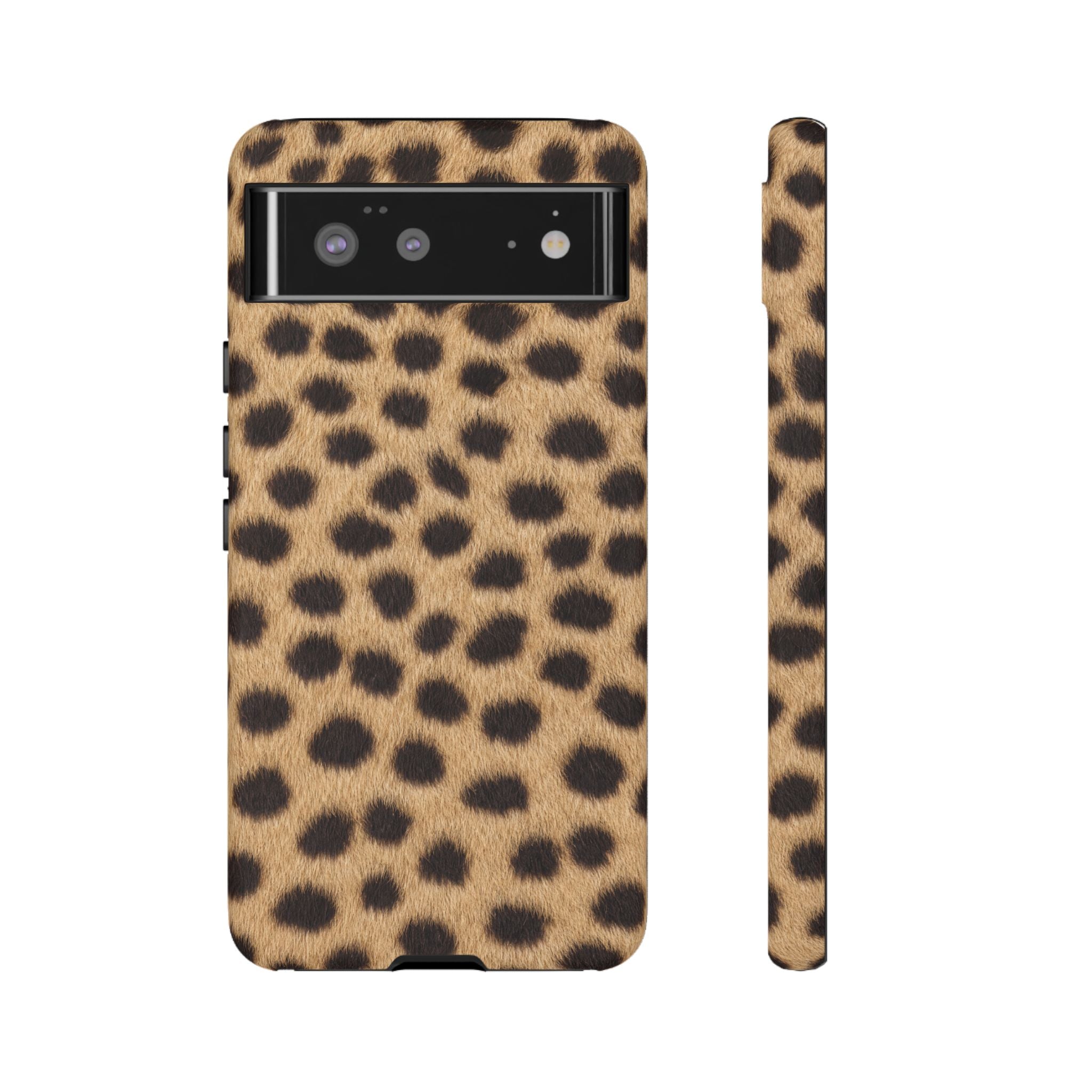 Cheetah Print Phone Case - Real Spot Tough Case for iPhone and Samsung, Bold Tan Animal Print