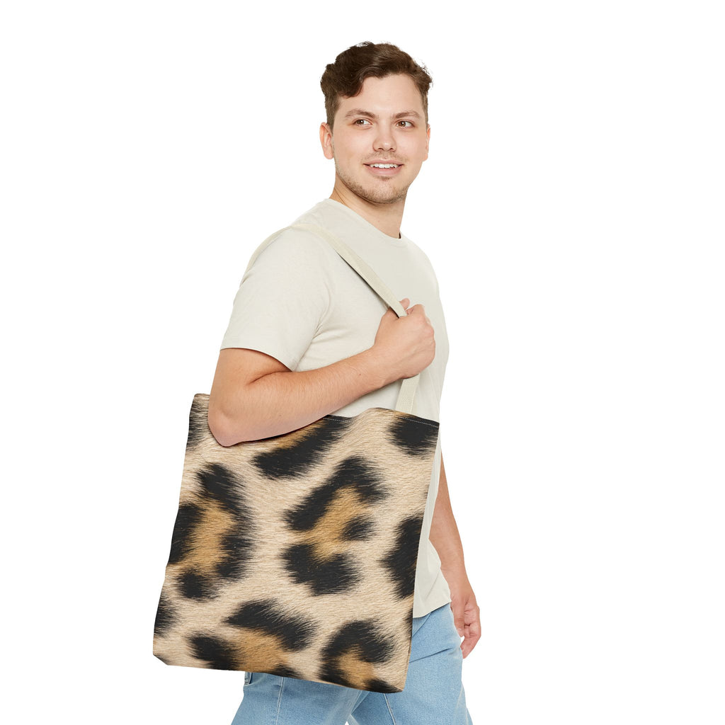 Cream Leopard Print Tote Bag - Pale Ivory Canvas Tote, Bold Spotted Animal Print Shoulder Bag, 3 Sizes