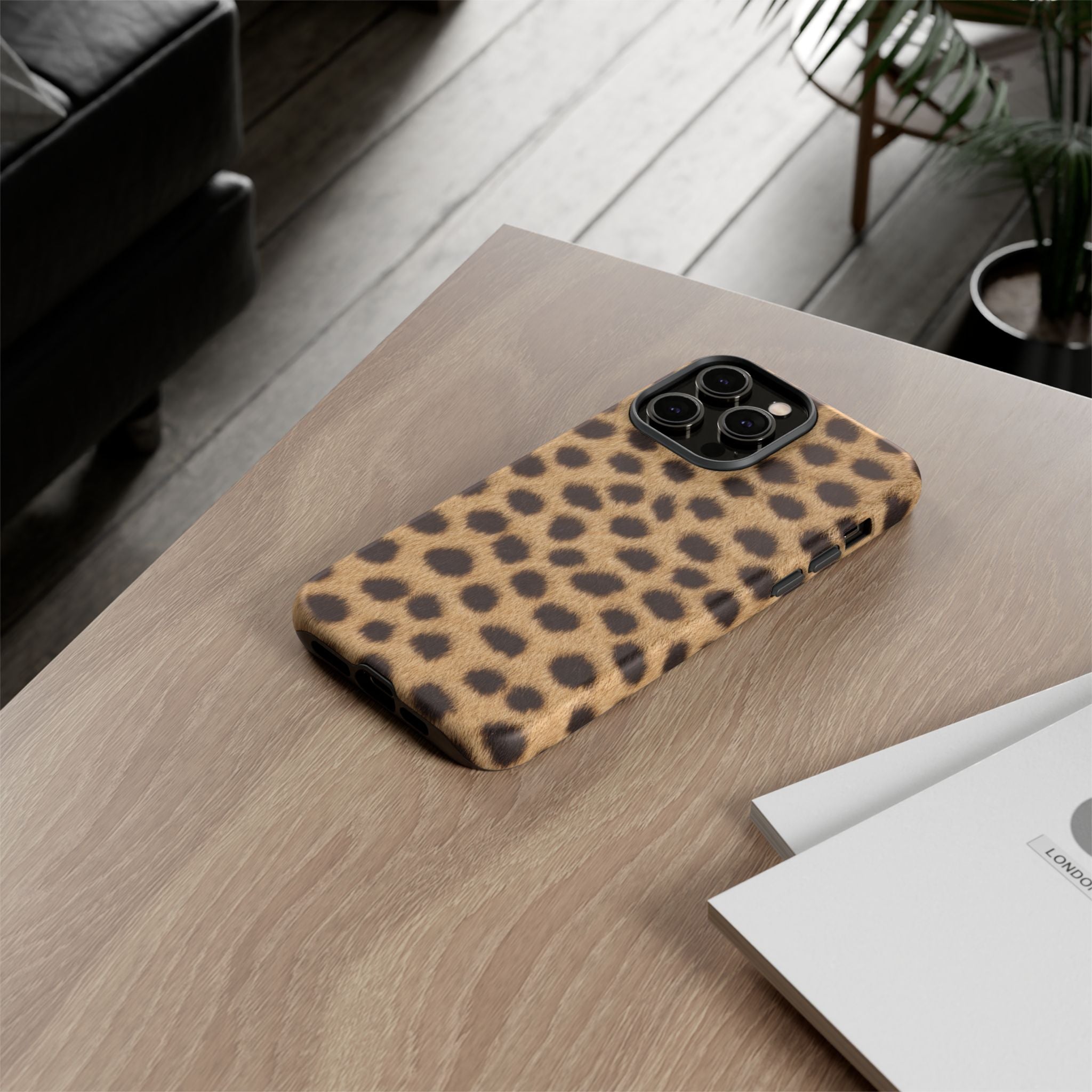 Cheetah Print Phone Case - Real Spot Tough Case for iPhone and Samsung, Bold Tan Animal Print