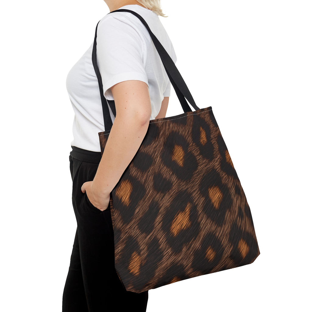 Dark Leopard Print Tote Bag - After Dark Espresso Canvas Tote, Moody Animal Print Shoulder Bag, 3 Sizes