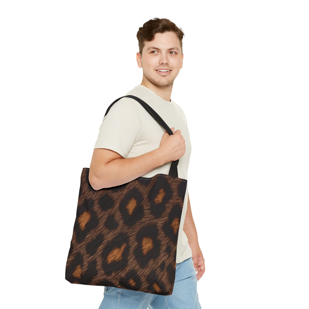Dark Leopard Print Tote Bag - After Dark Espresso Canvas Tote, Moody Animal Print Shoulder Bag, 3 Sizes