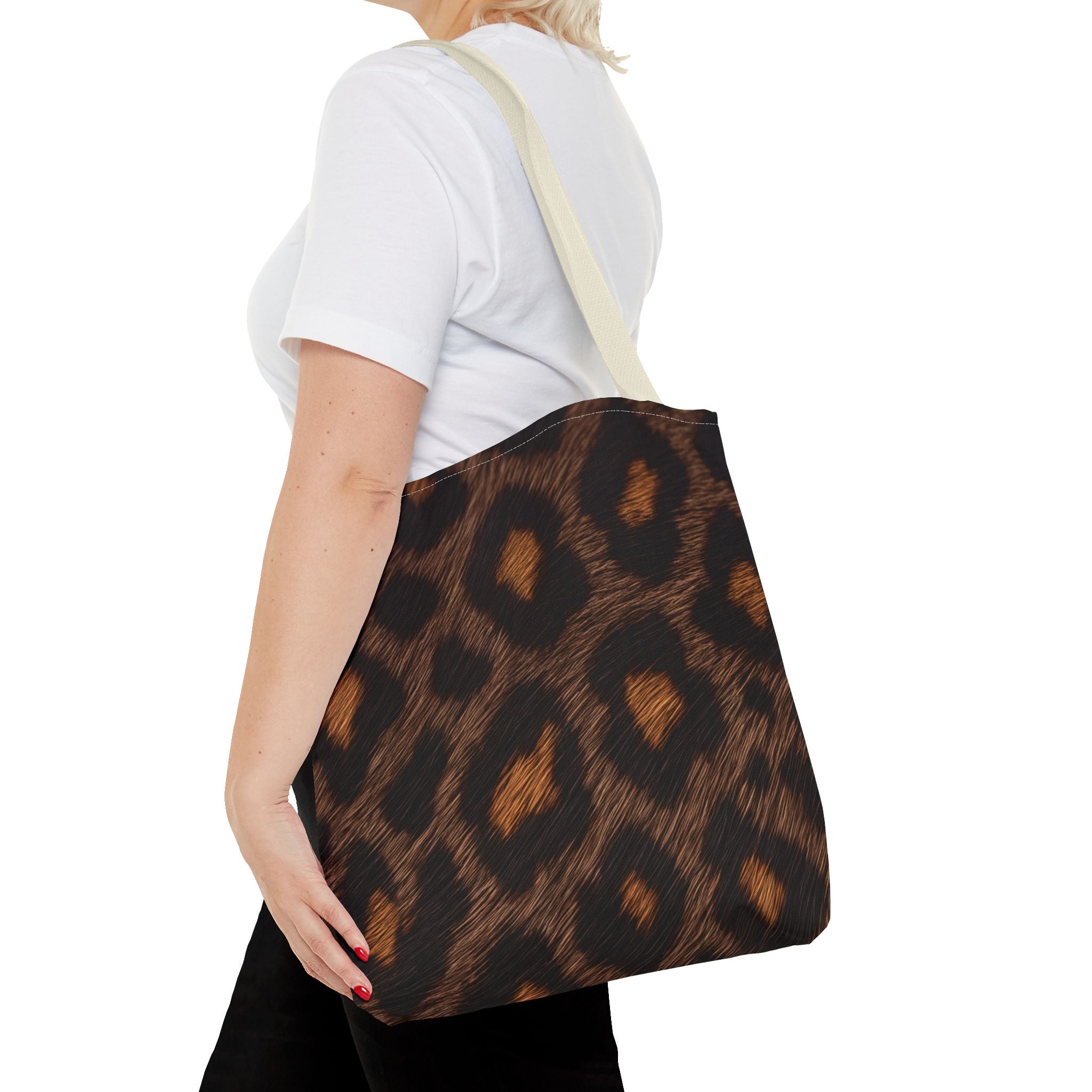 Dark Leopard Print Tote Bag - After Dark Espresso Canvas Tote, Moody Animal Print Shoulder Bag, 3 Sizes