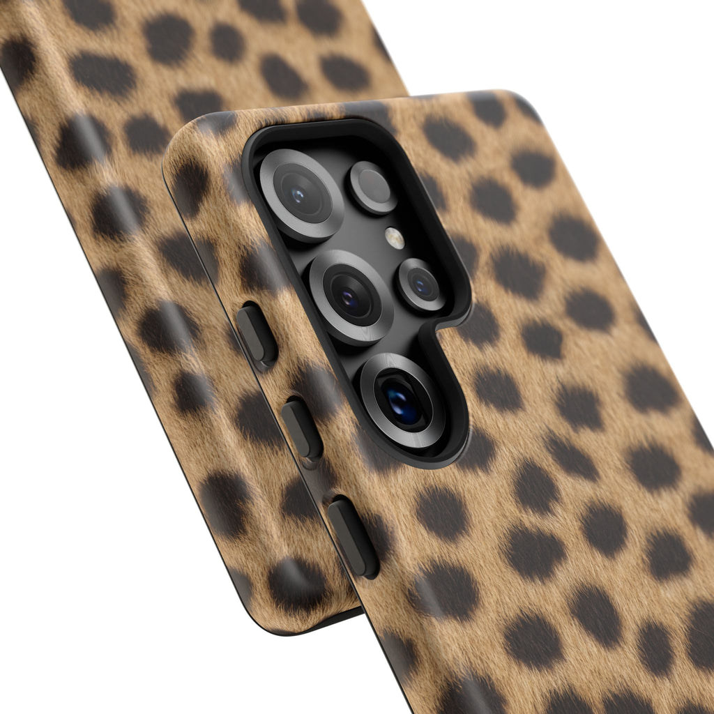 Cheetah Print Phone Case - Real Spot Tough Case for iPhone and Samsung, Bold Tan Animal Print