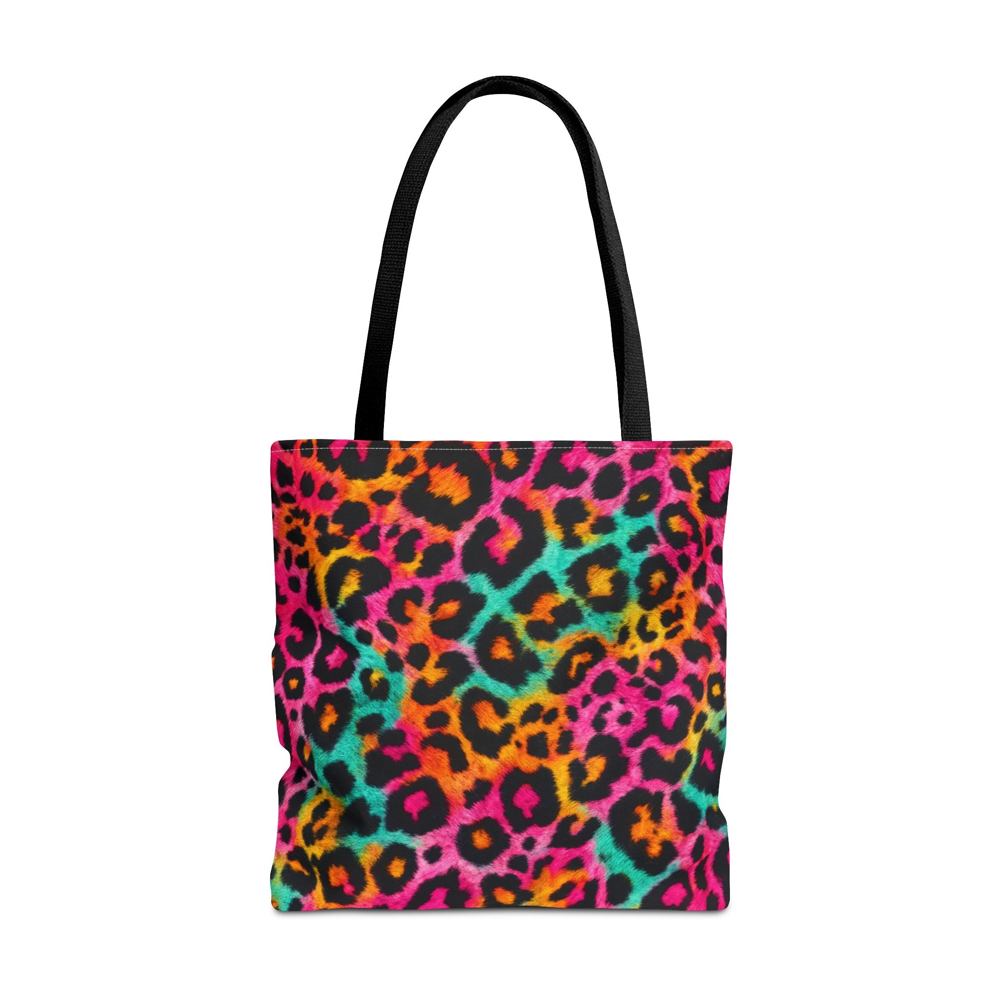 Rainbow Leopard Print Tote Bag - Neon Cheetah Canvas Tote, Bright Y2K Animal Print Shoulder Bag, 3 Sizes